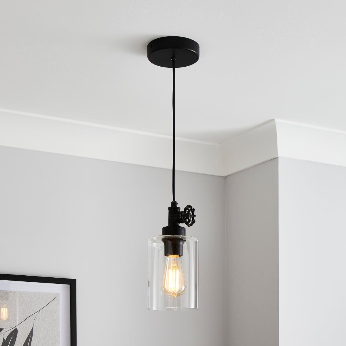 Bates 1 Light Ceiling Fitting Industrial Black – image 1