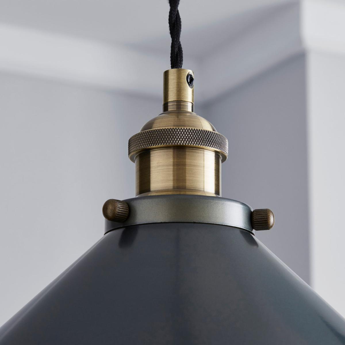 Logan 1 Light Grey Industrial Ceiling Fitting Brass and Black – image 3