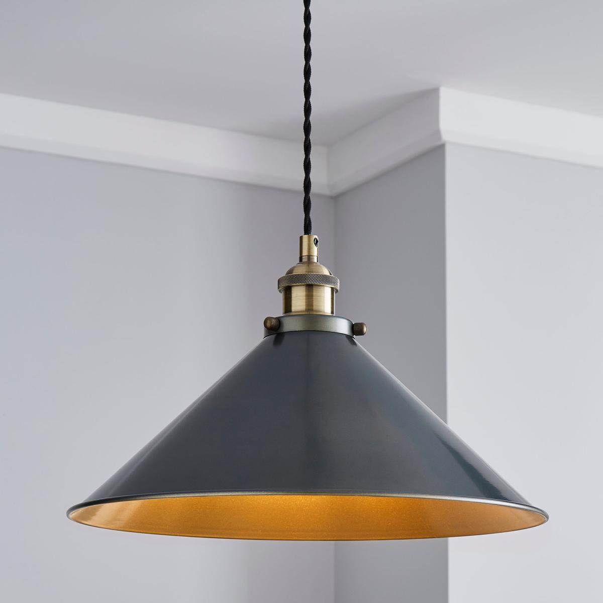 Logan 1 Light Grey Industrial Ceiling Fitting Brass and Black – image 1