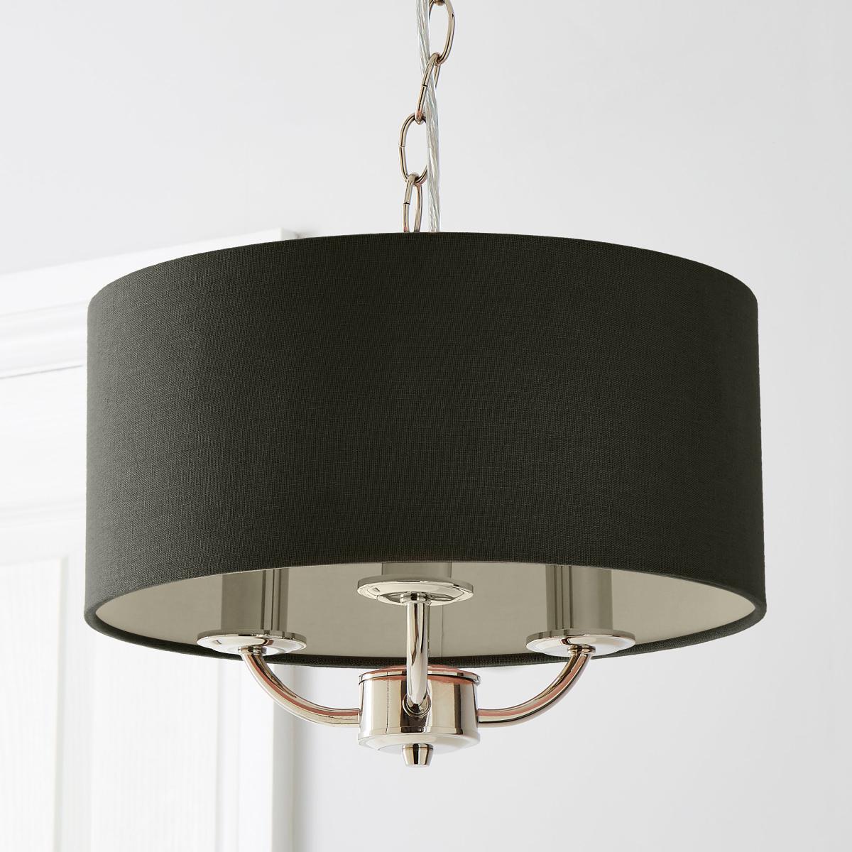 Preston Nickel Charcoal 3 Light Pendant Fitting Charcoal – image 2