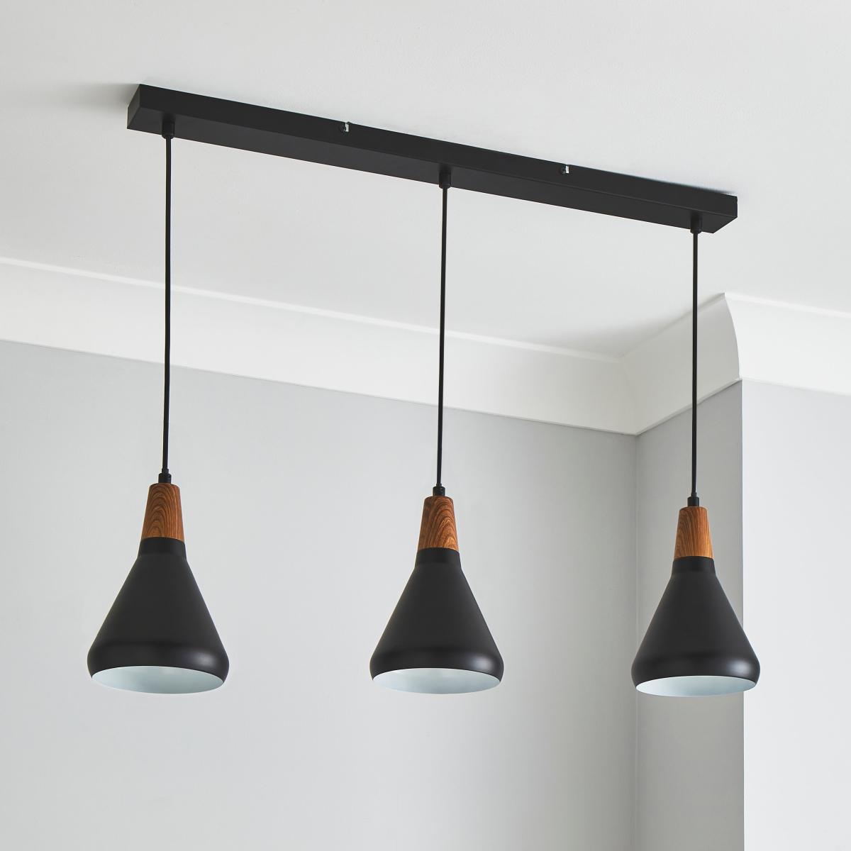 Elements Wolston 3 Light Diner Ceiling Fitting Black – image 2