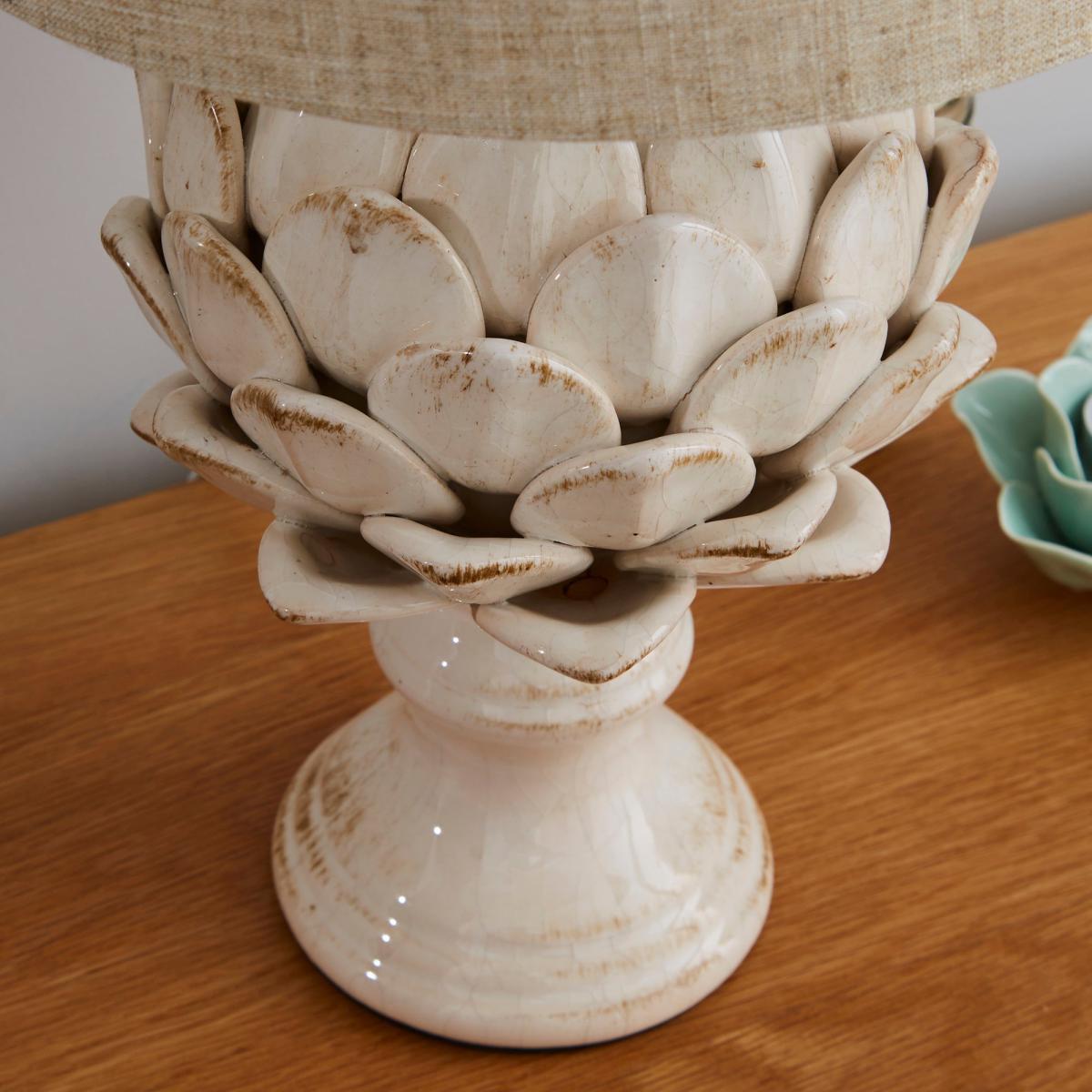 Dorma Brimstage Cream Artichoke and Linen Shade Table Lamp Cream – image 3