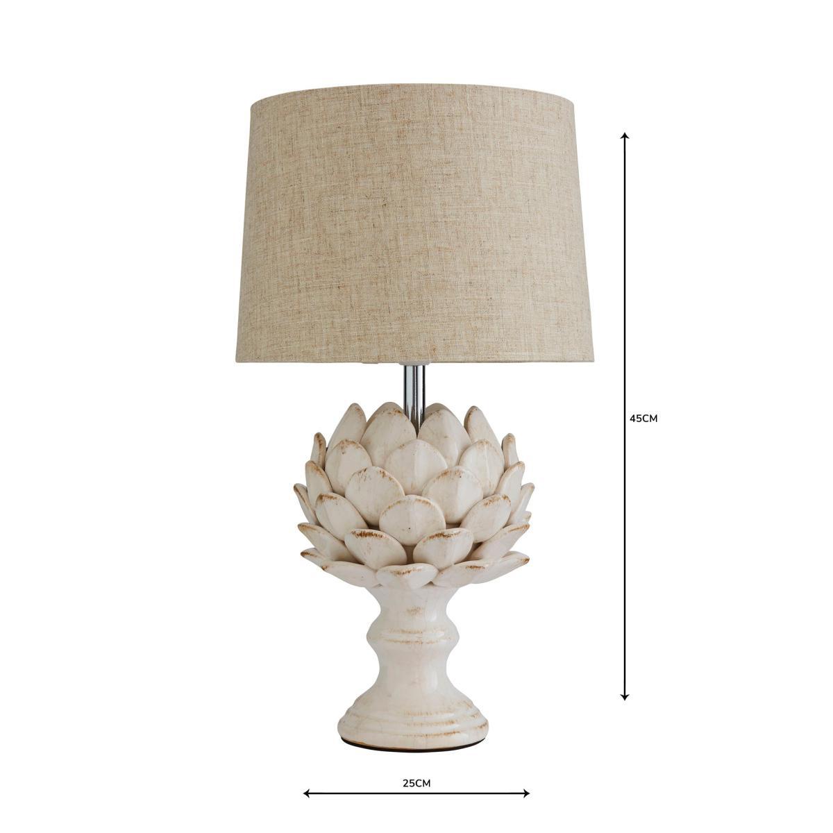 Dorma Brimstage Cream Artichoke and Linen Shade Table Lamp Cream – image 5