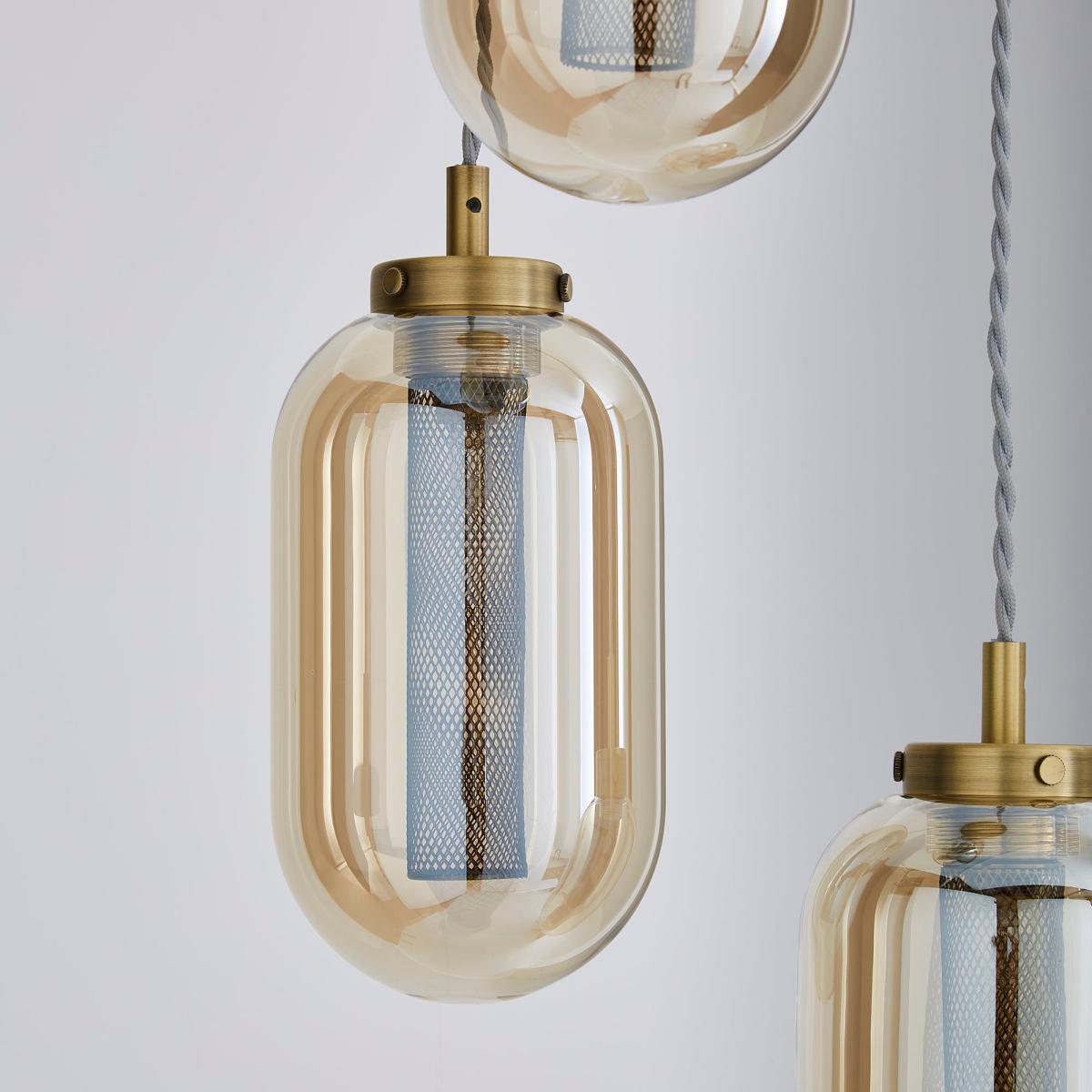 Safi Mesh Detail 3 Cluster Ceiling Fitting Antique Brass Antique Gold – image 3