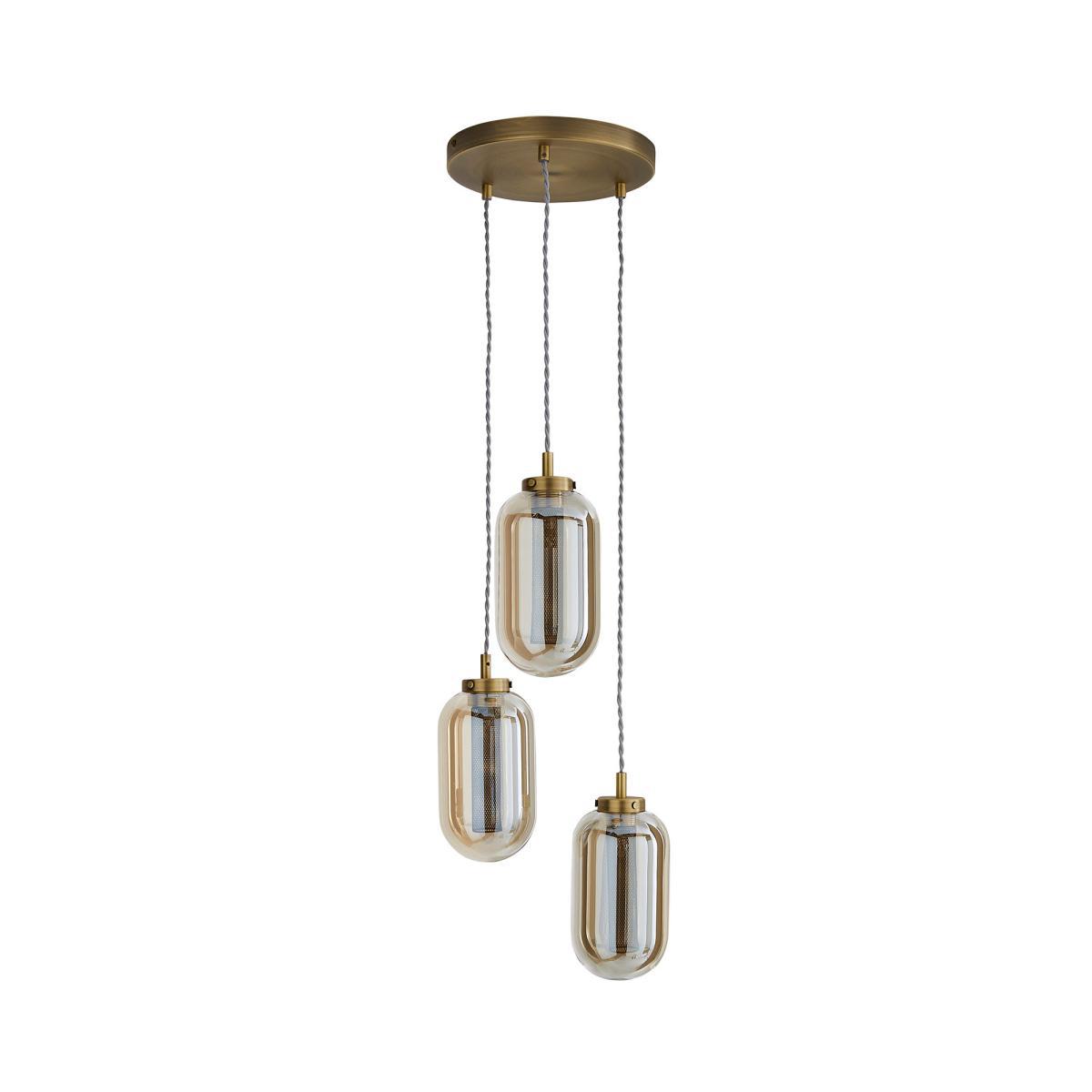 Safi Mesh Detail 3 Cluster Ceiling Fitting Antique Brass Antique Gold – image 5