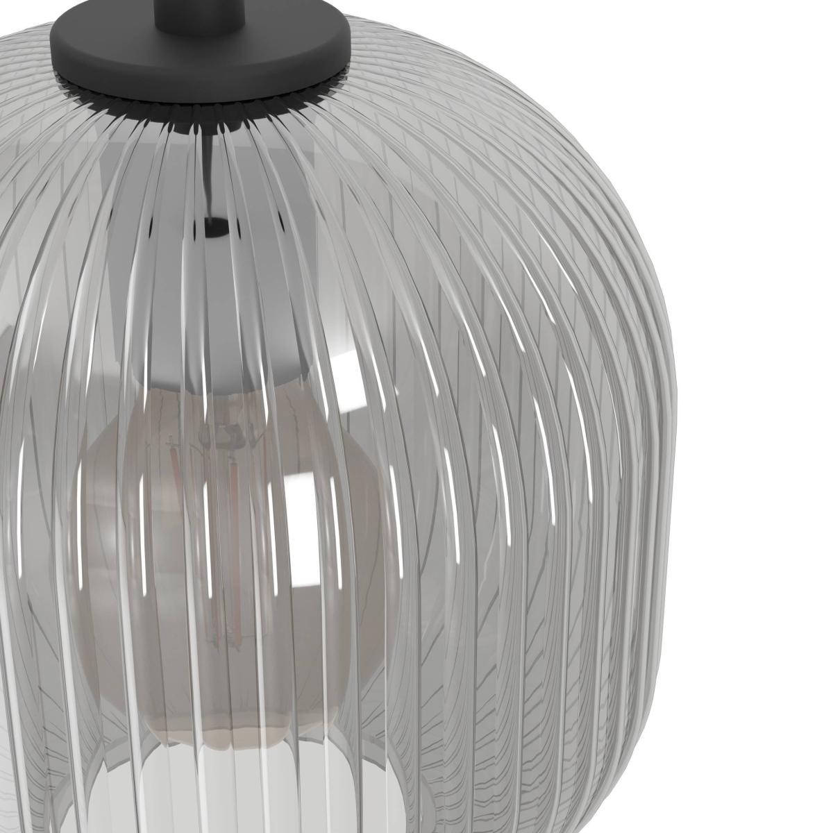 EGLO Mantunalle Smoked Glass Pendant Light Black – image 3