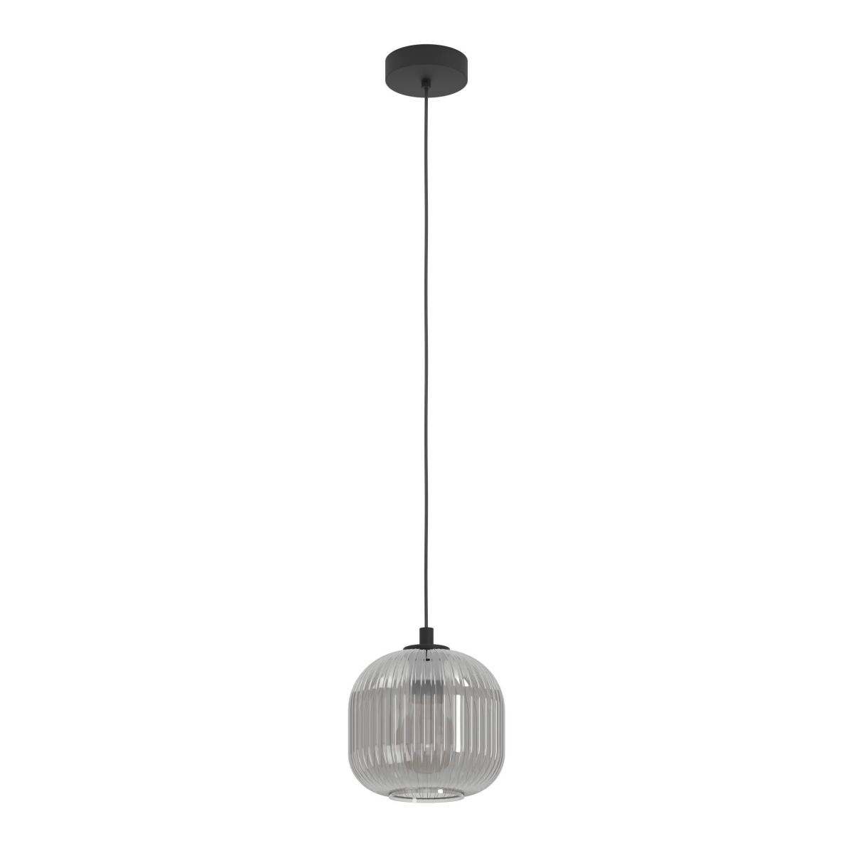 EGLO Mantunalle Smoked Glass Pendant Light Black – image 4
