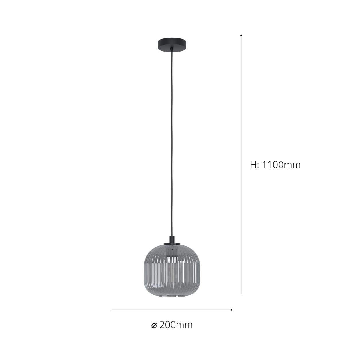 EGLO Mantunalle Smoked Glass Pendant Light Black – image 5