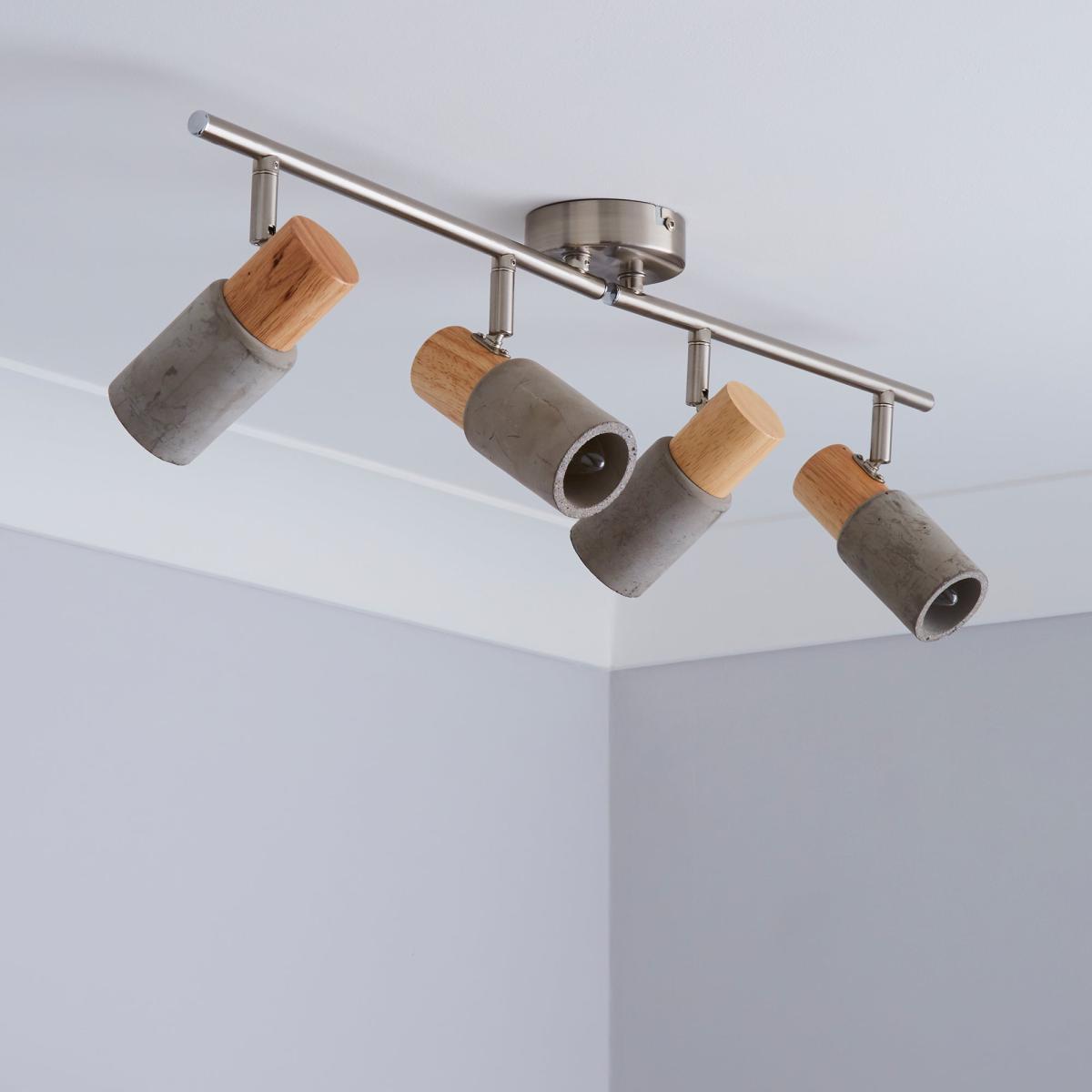 Inka 4 Light Concrete Wood Spotlight Bar Grey and Brown – image 2
