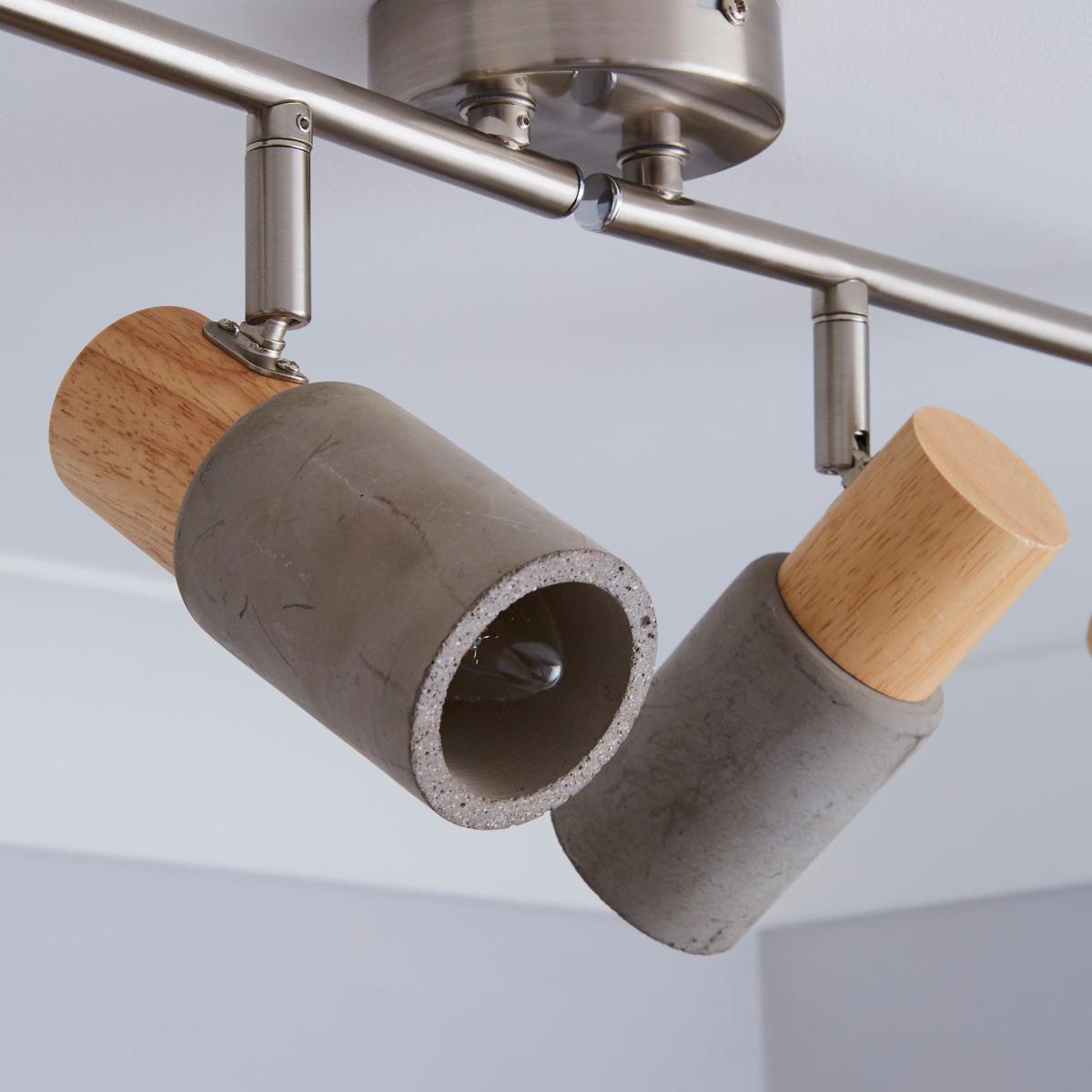 Inka 4 Light Concrete Wood Spotlight Bar Grey and Brown – image 3