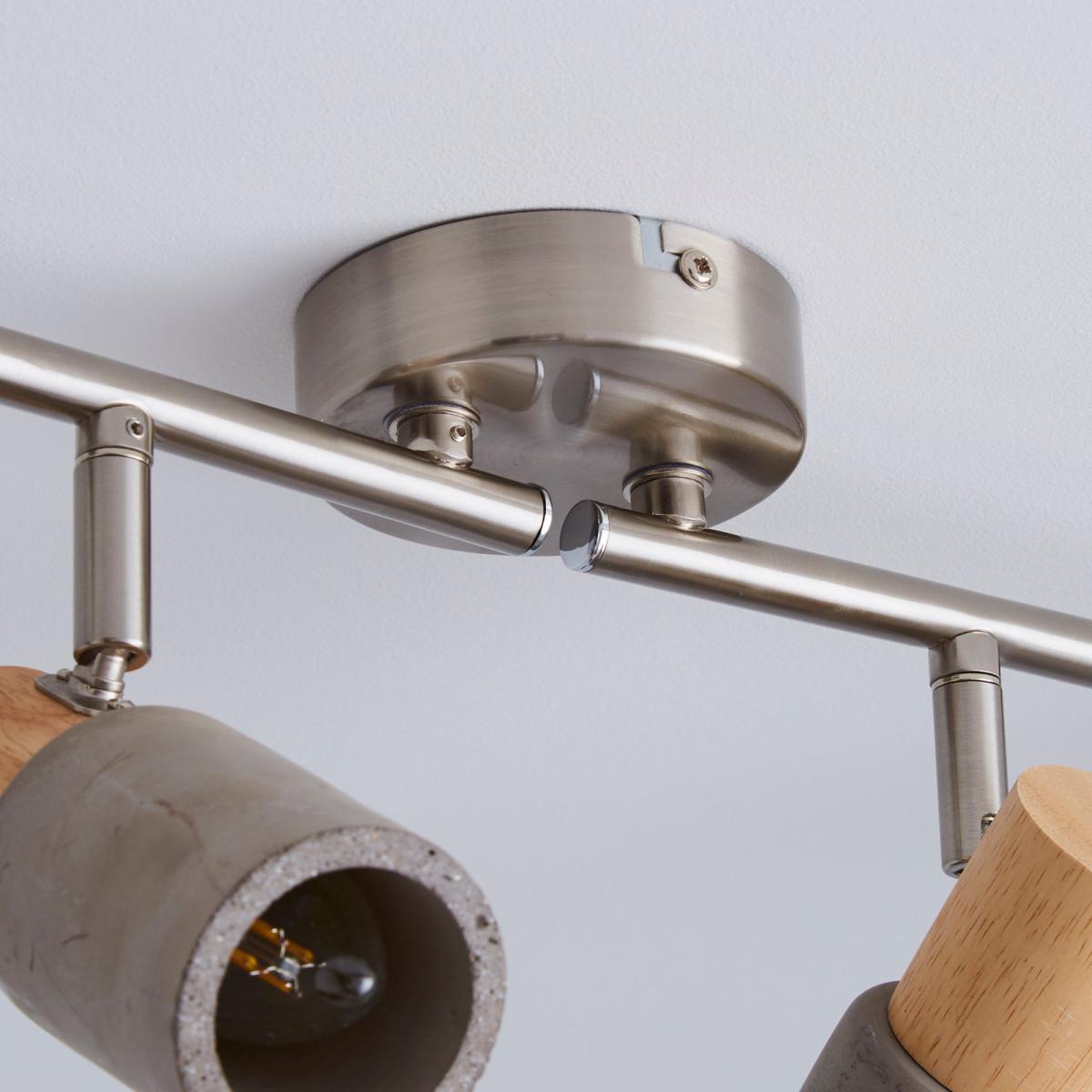 Inka 4 Light Concrete Wood Spotlight Bar Grey and Brown – image 4