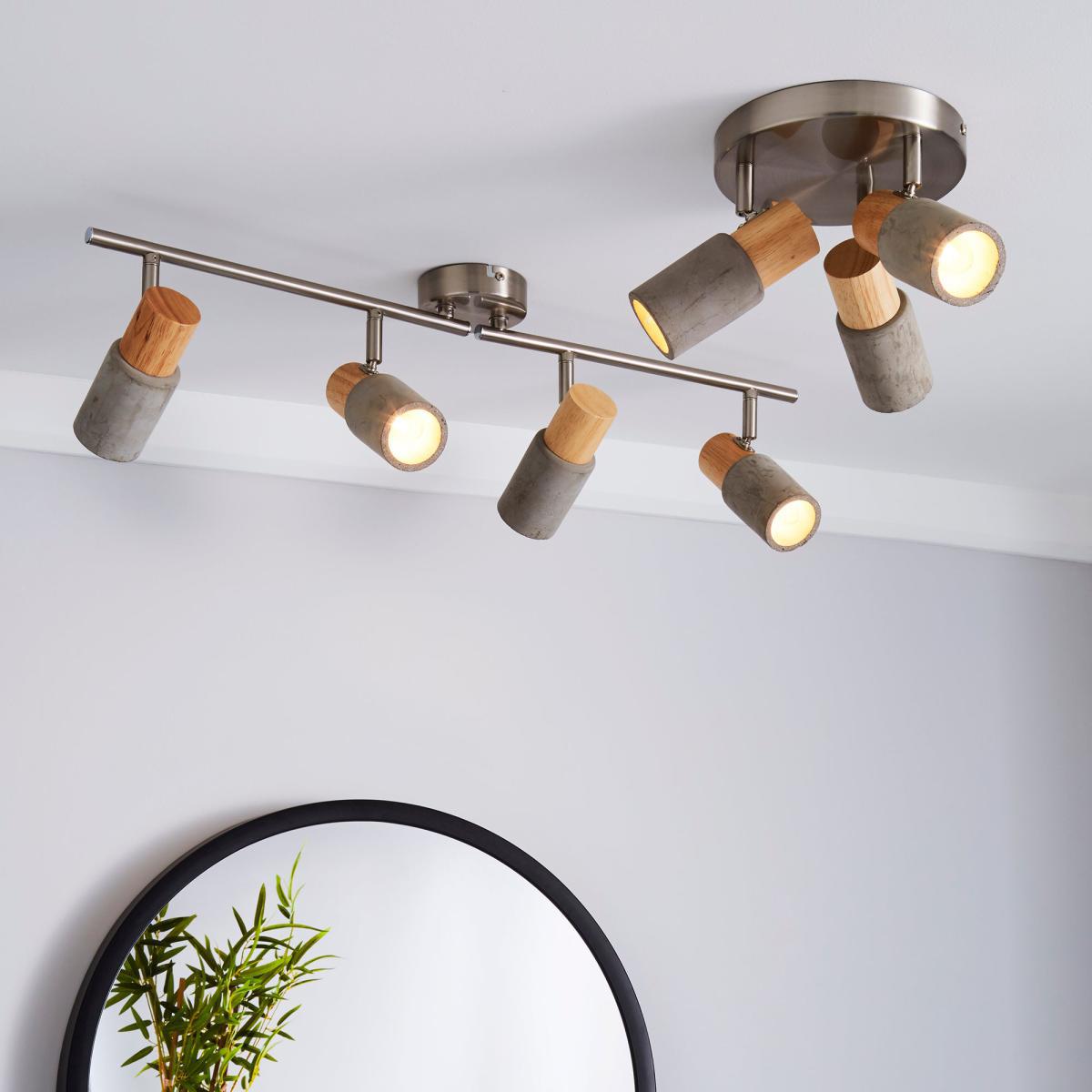 Inka 4 Light Concrete Wood Spotlight Bar Grey and Brown – image 5