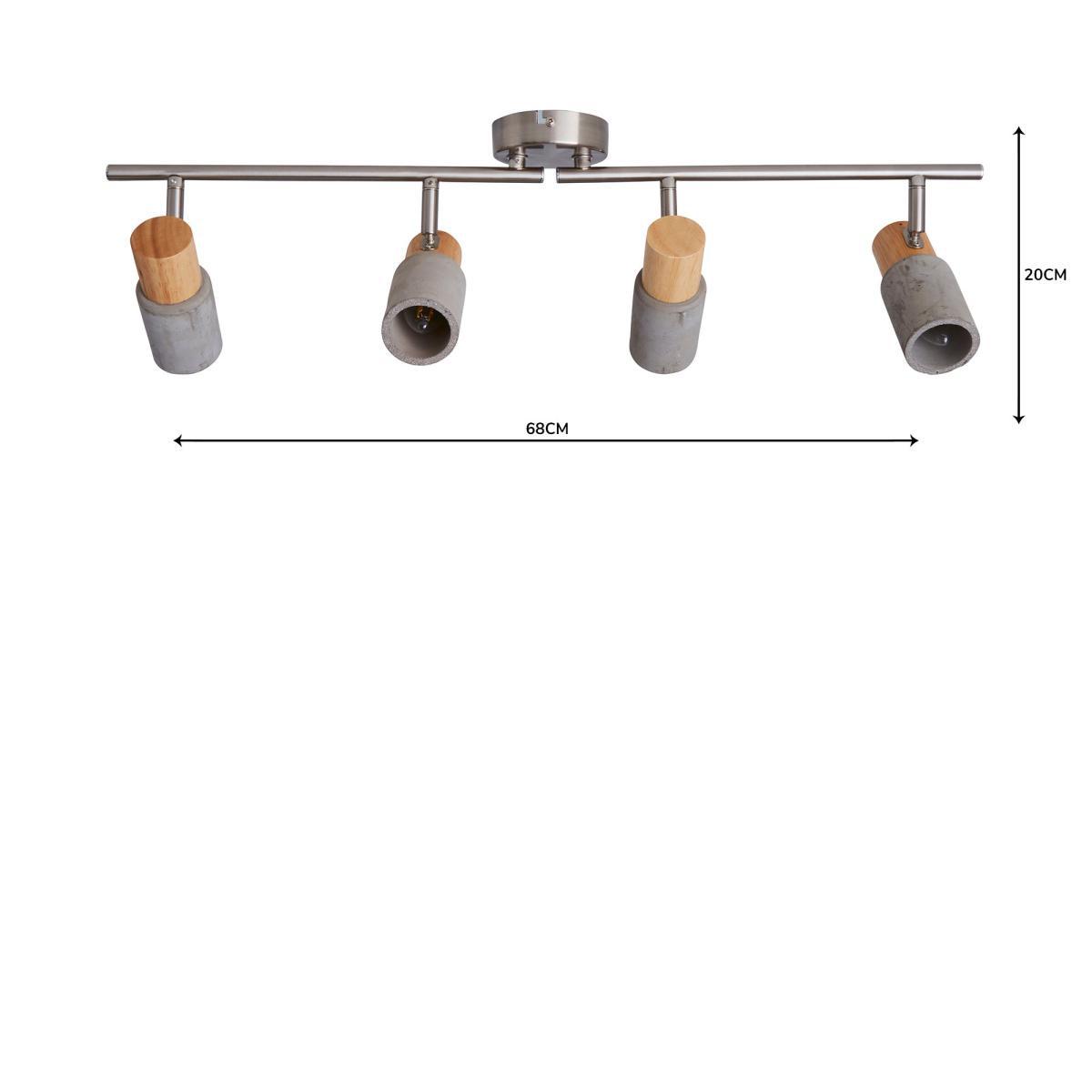 Inka 4 Light Concrete Wood Spotlight Bar Grey and Brown – image 7