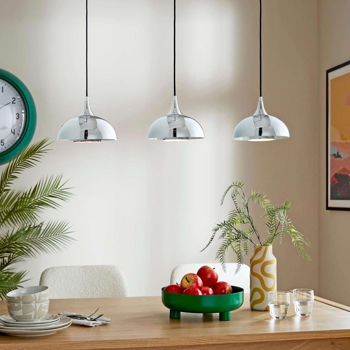 Elements Lennon 3 Light Diner Ceiling Light Silver – image 2