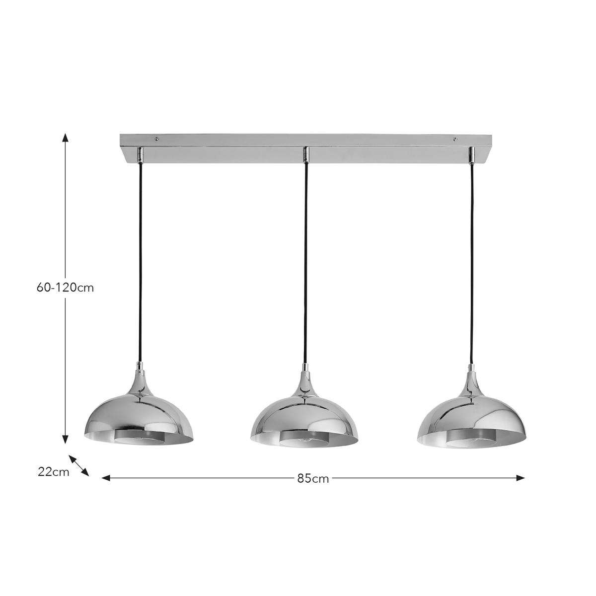 Elements Lennon 3 Light Diner Ceiling Light Silver – image 6