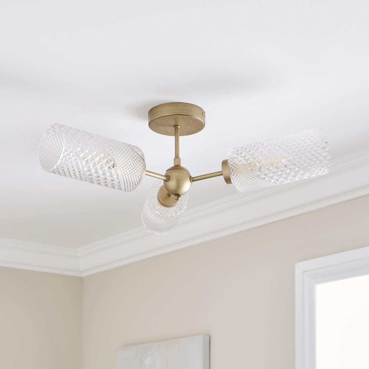 Christie 3 Light Semi Flush Ceiling Fitting Brown – image 2