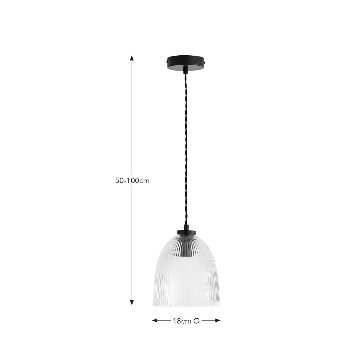 Ezra Ribbed Glass Pendant Light Black – image 6