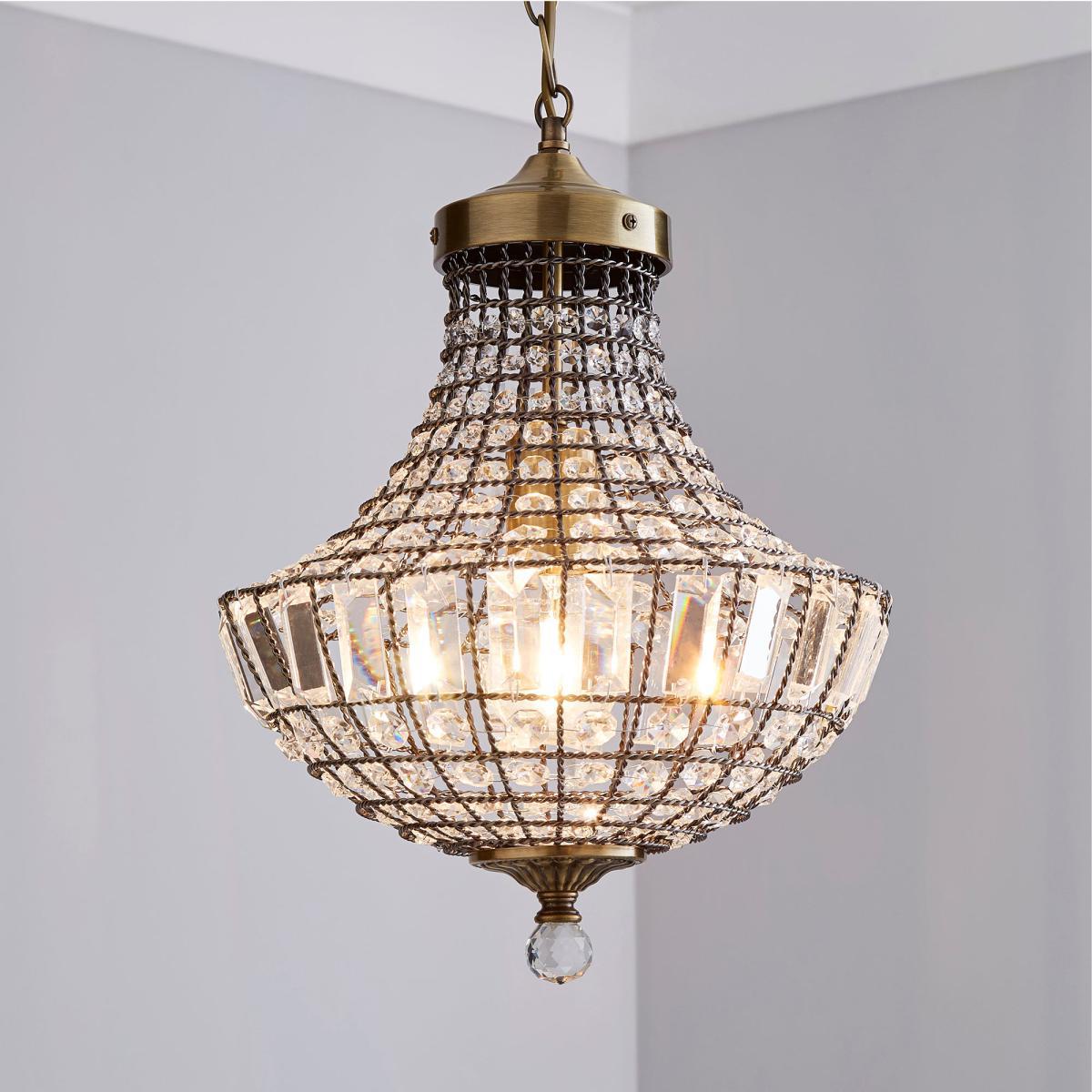 Knightsbridge Crystal Antique Brass Chandelier Antique Brass – image 1