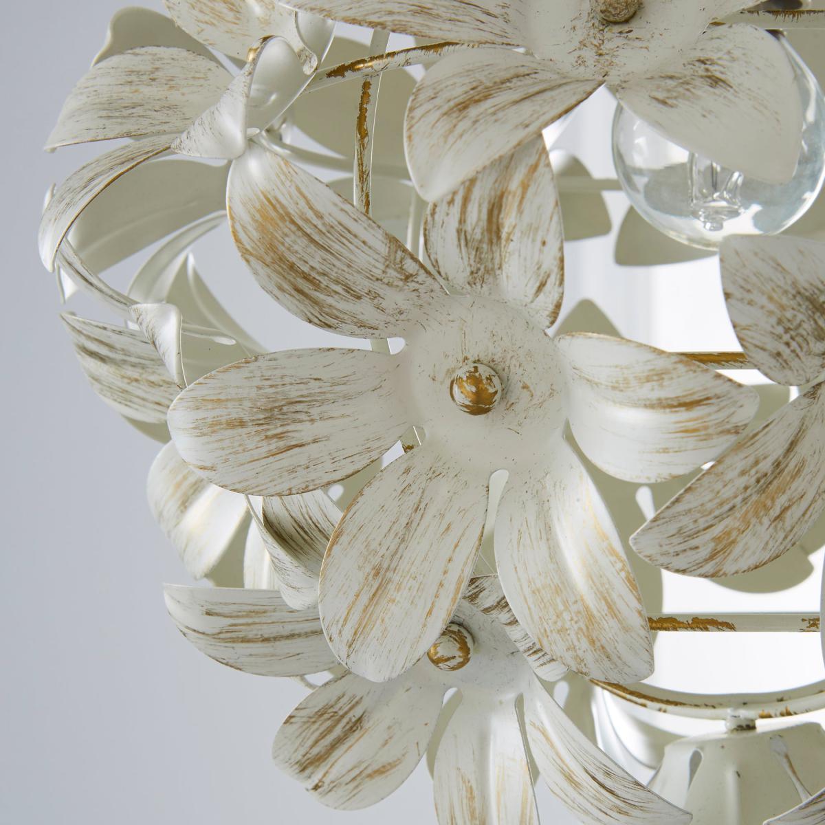 Floral Leaf Cream Ball Easy Fit Pendant Cream – image 3