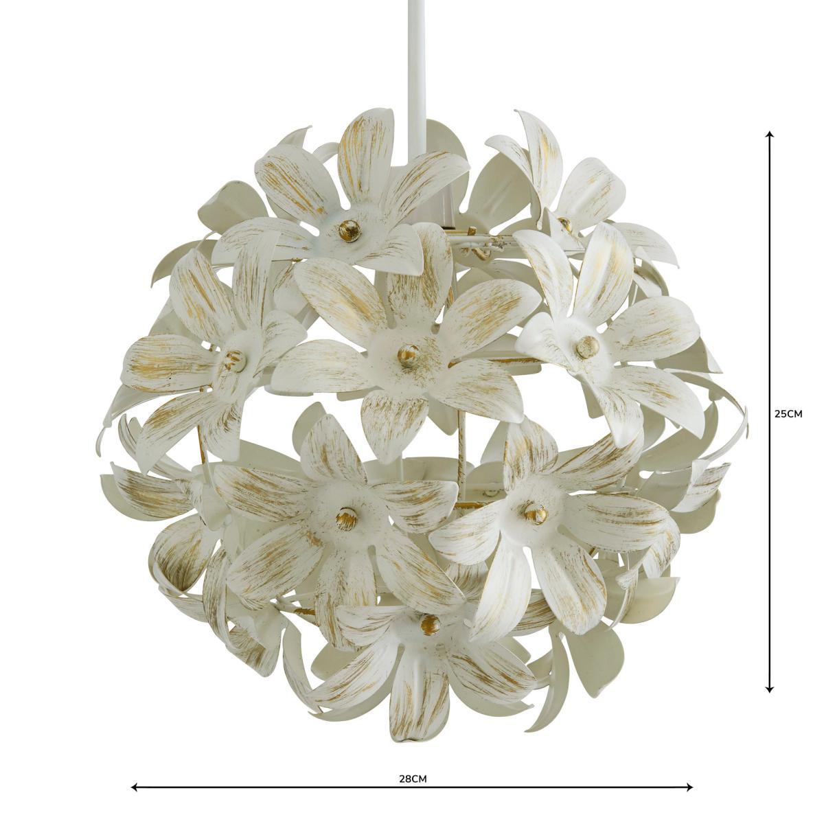 Floral Leaf Cream Ball Easy Fit Pendant Cream – image 4