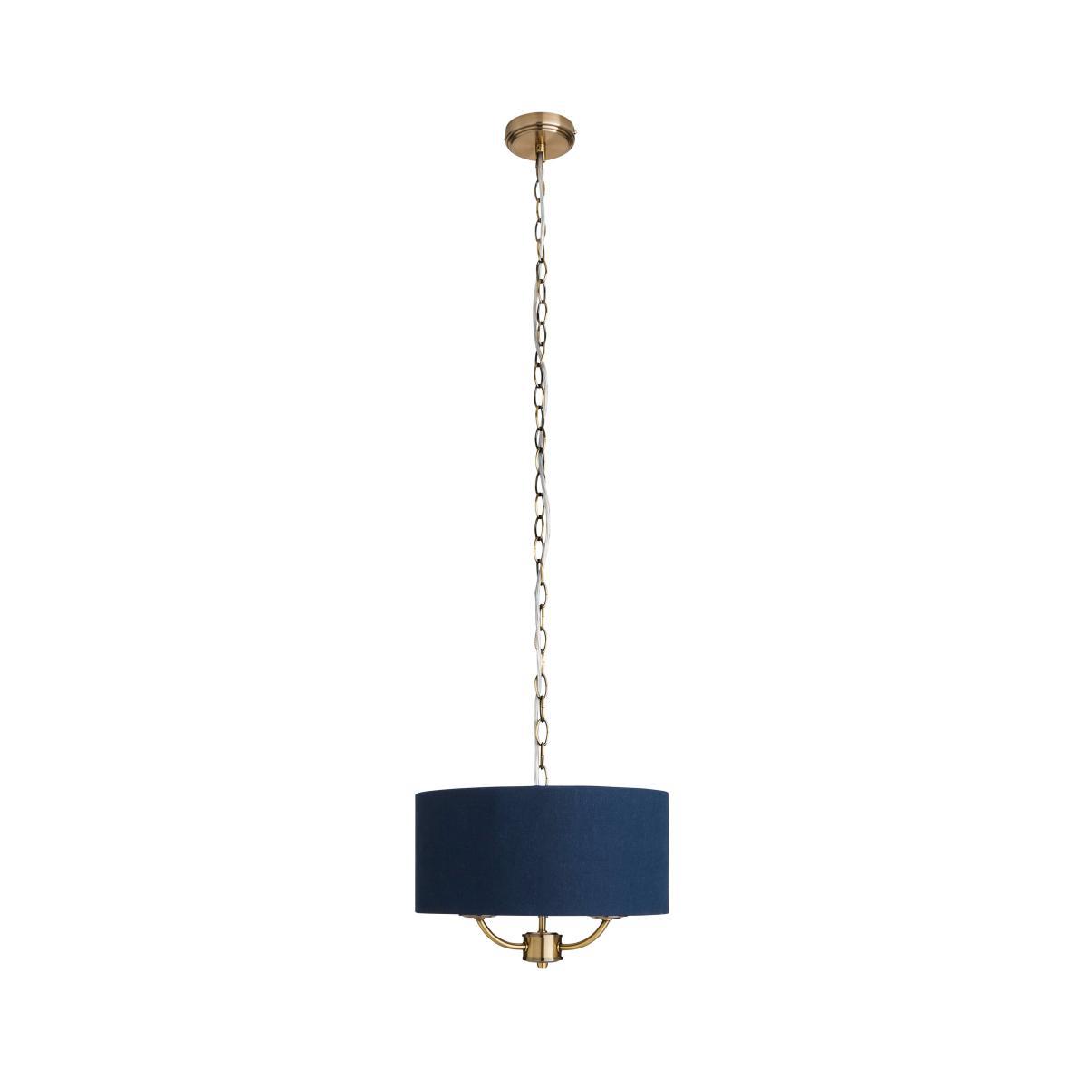 Preston Gold Navy 3 Light Pendant Fitting Navy Blue – image 3