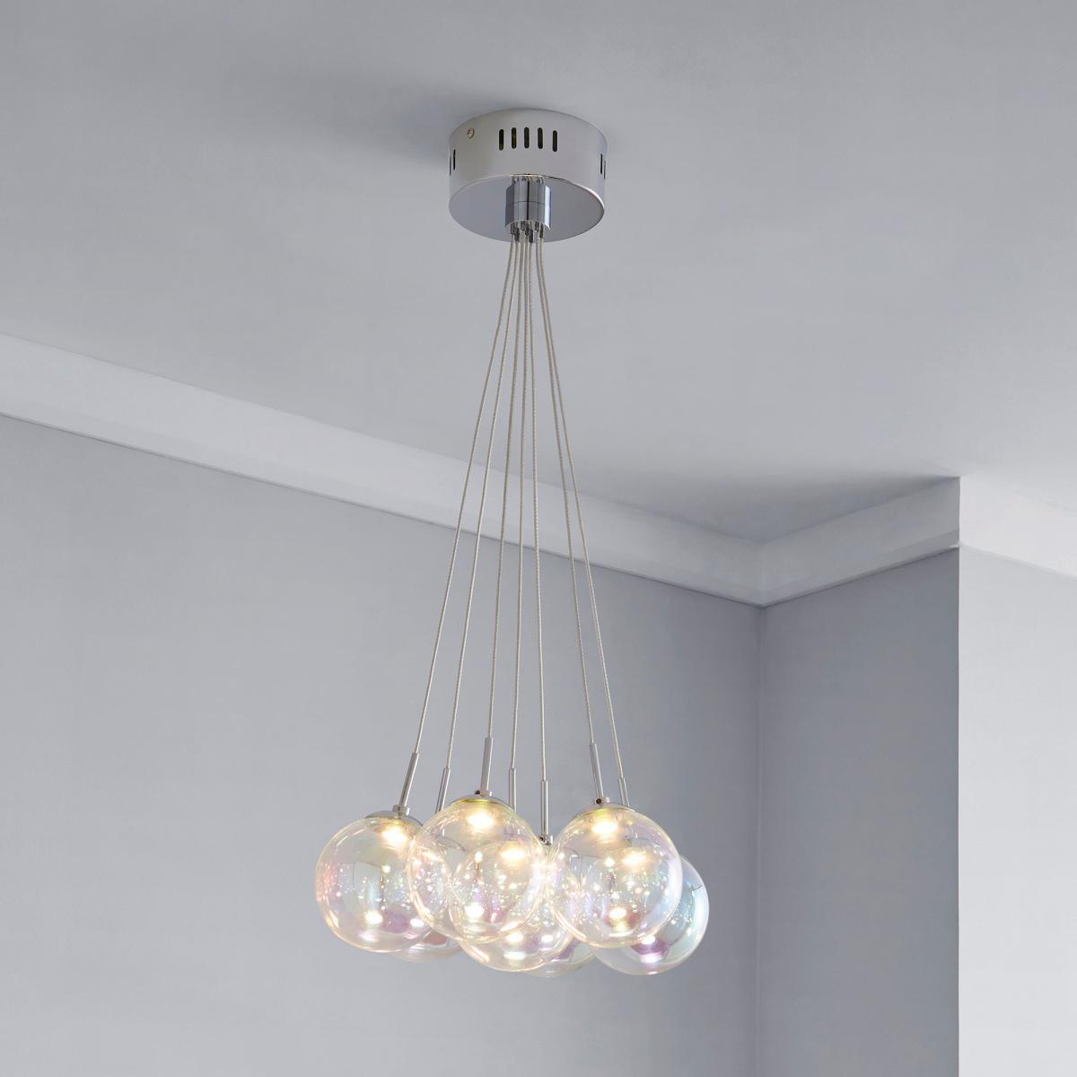 Elmira 7 Light Bubble Glass Cluster Ceiling Fitting Silver – image 1