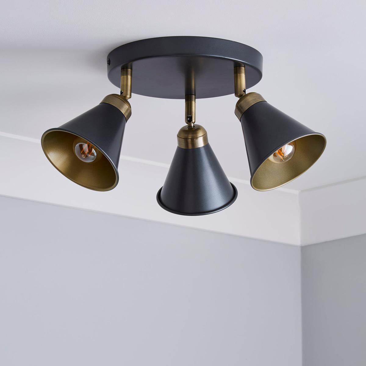 Logan 3 Light Grey Spotlight Semi-Flush Fitting Grey – image 2