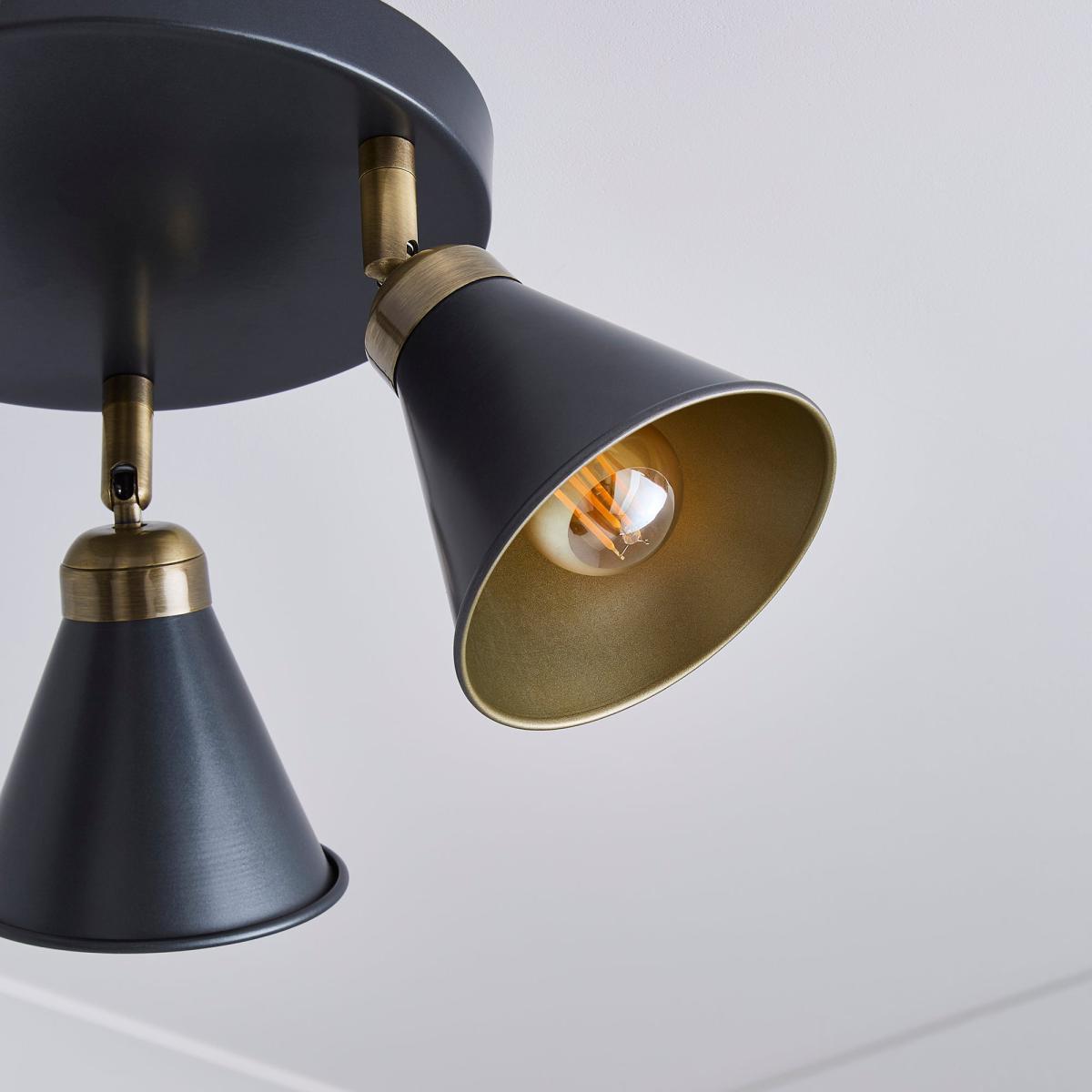 Logan 3 Light Grey Spotlight Semi-Flush Fitting Grey – image 3