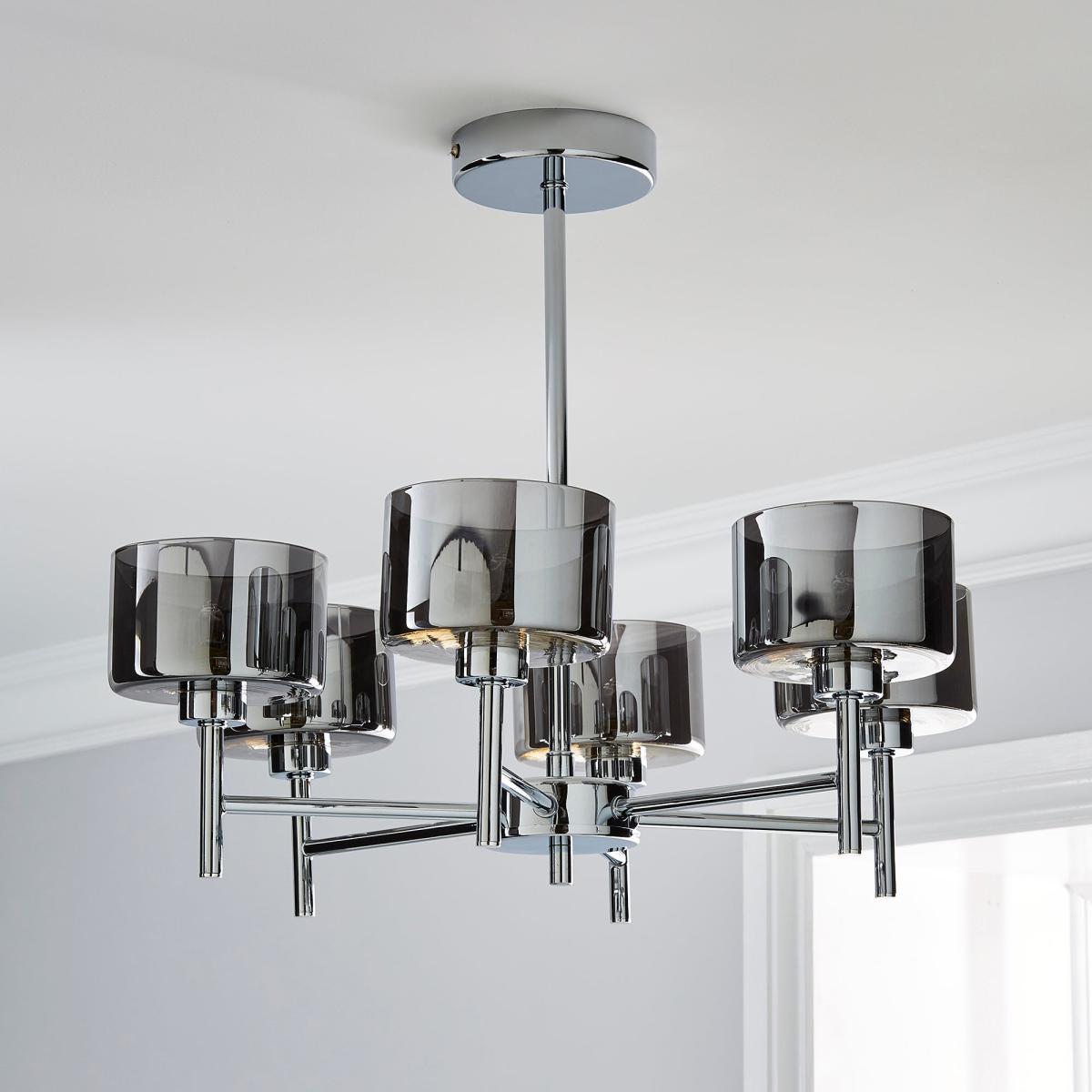 Elsie 6 Light Ceiling Fitting Chrome Grey – image 2
