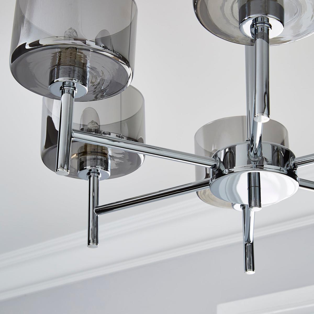 Elsie 6 Light Ceiling Fitting Chrome Grey – image 3