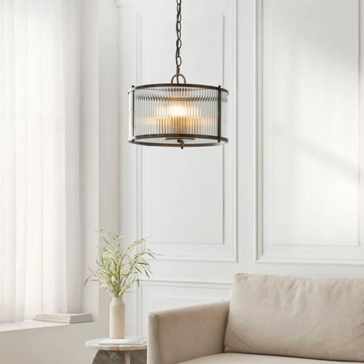 Alyn Ribbed 3 Light Adjustable Pendant Light – image 7