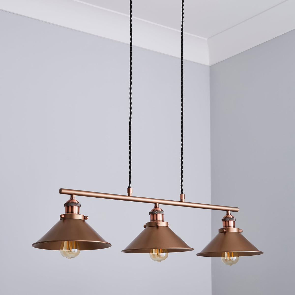 Logan 3 Light Diner Ceiling Fitting Mushroom – image 2