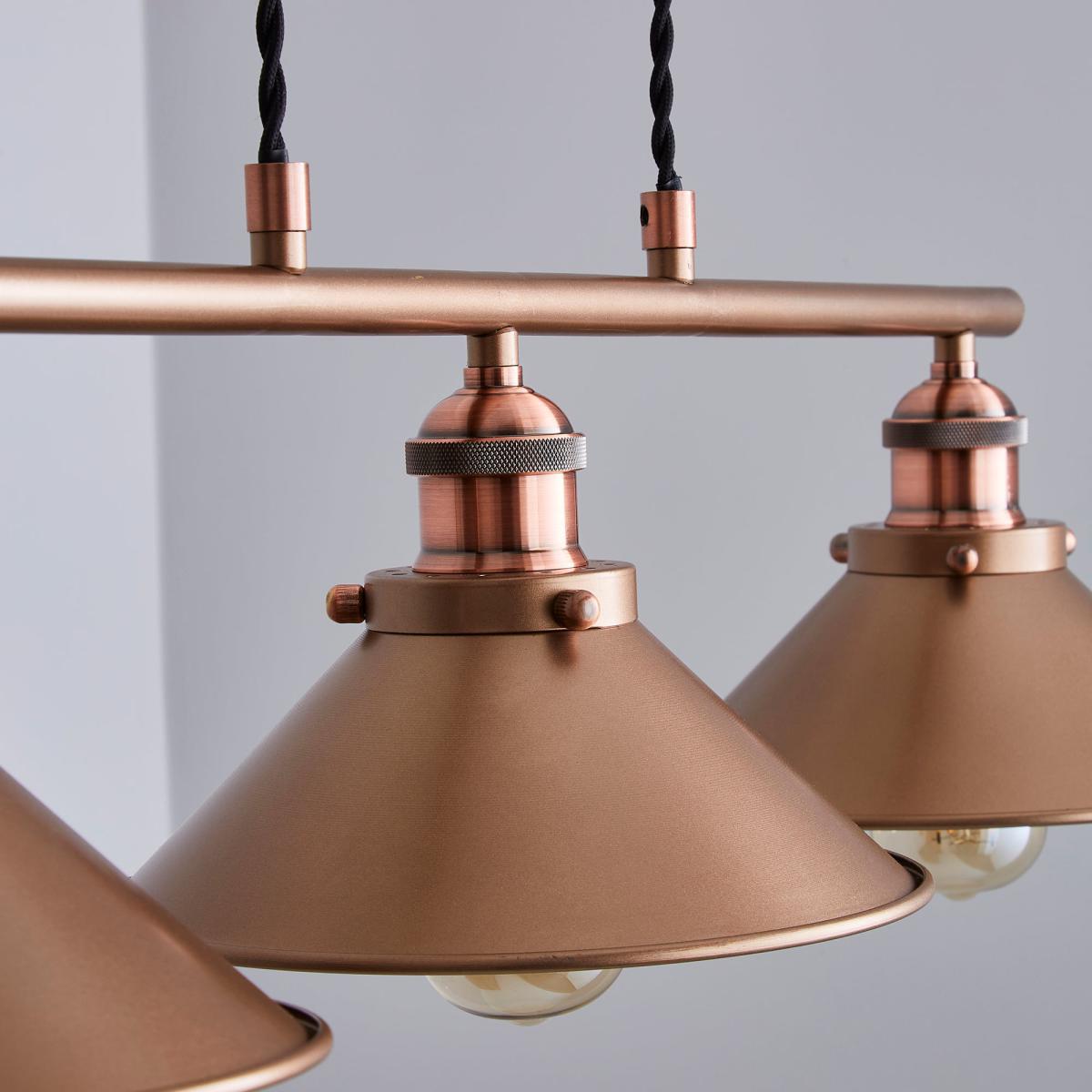 Logan 3 Light Diner Ceiling Fitting Mushroom – image 3