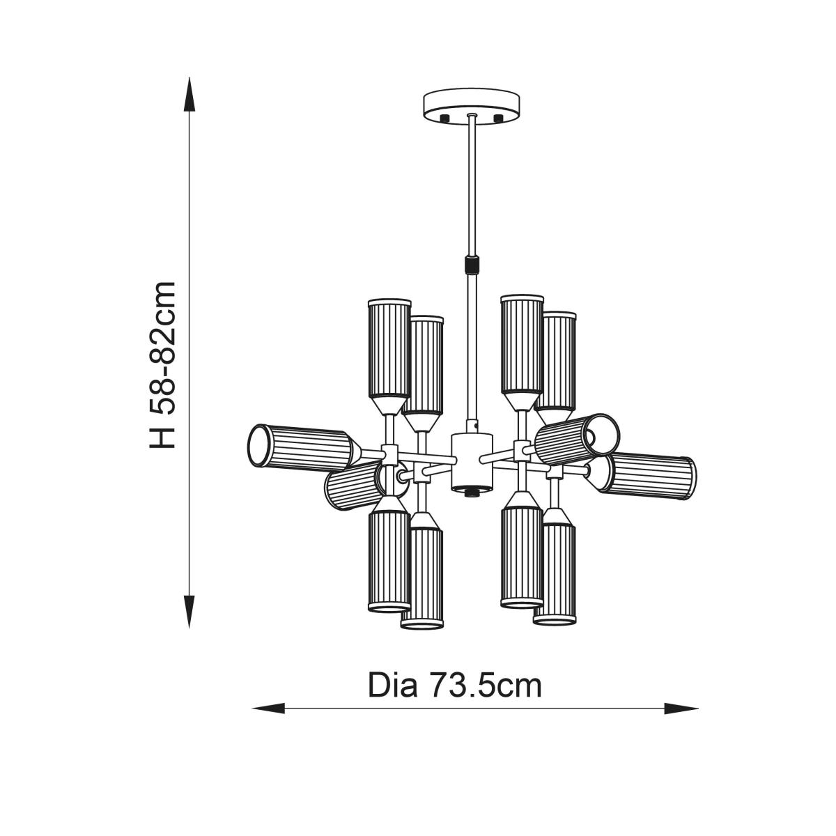 Vogue Bailey Art Deco 12 Light Adjustable Ceiling Light – image 6