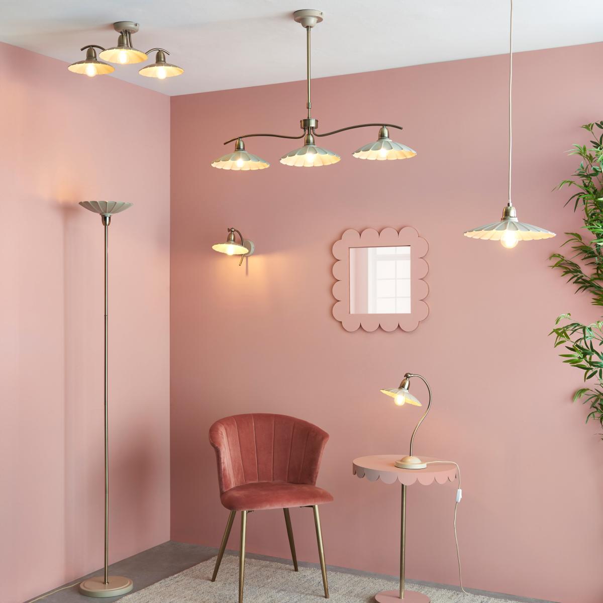 Maya Scallop 3 Light Semi Flush Ceiling Light Off-White – image 5