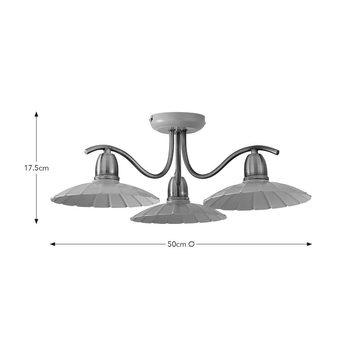 Maya Scallop 3 Light Semi Flush Ceiling Light Off-White – image 6