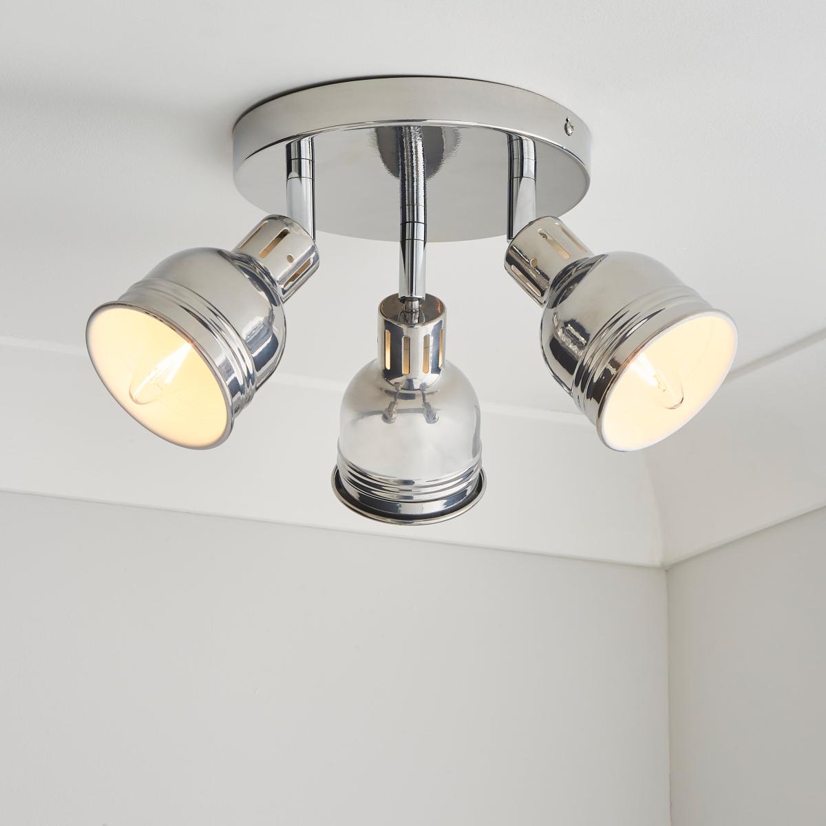 Issac 3 Light Semi Flush Ceiling Fitting Chrome – image 1