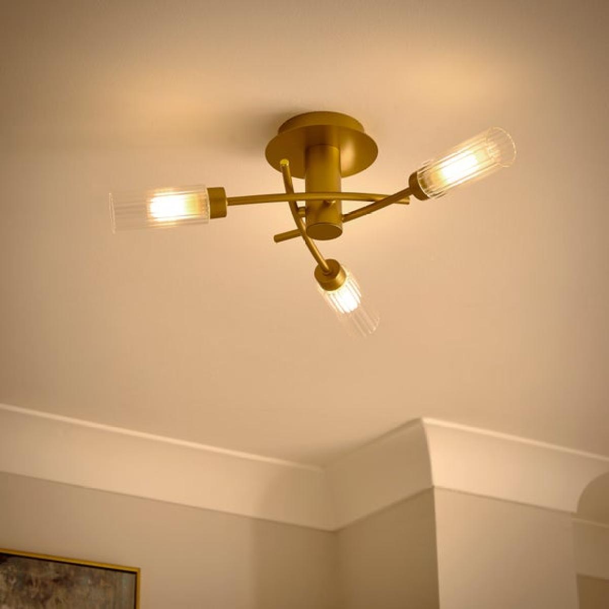 Roz Ribbed 3 Light Semi Flush Ceiling Light – image 2