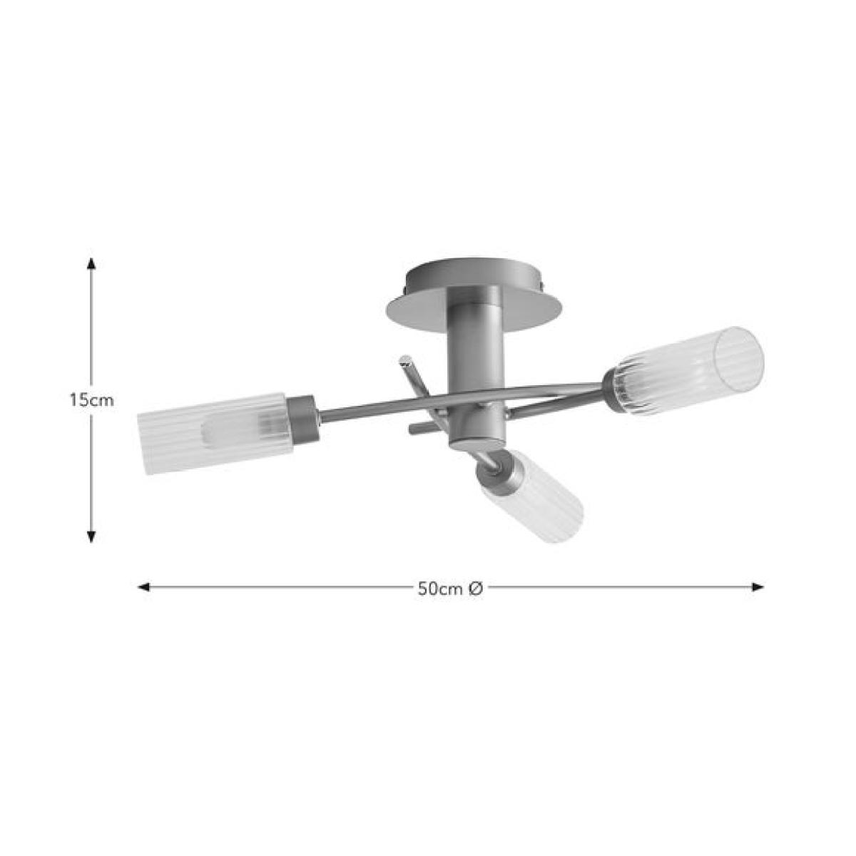 Roz Ribbed 3 Light Semi Flush Ceiling Light – image 5