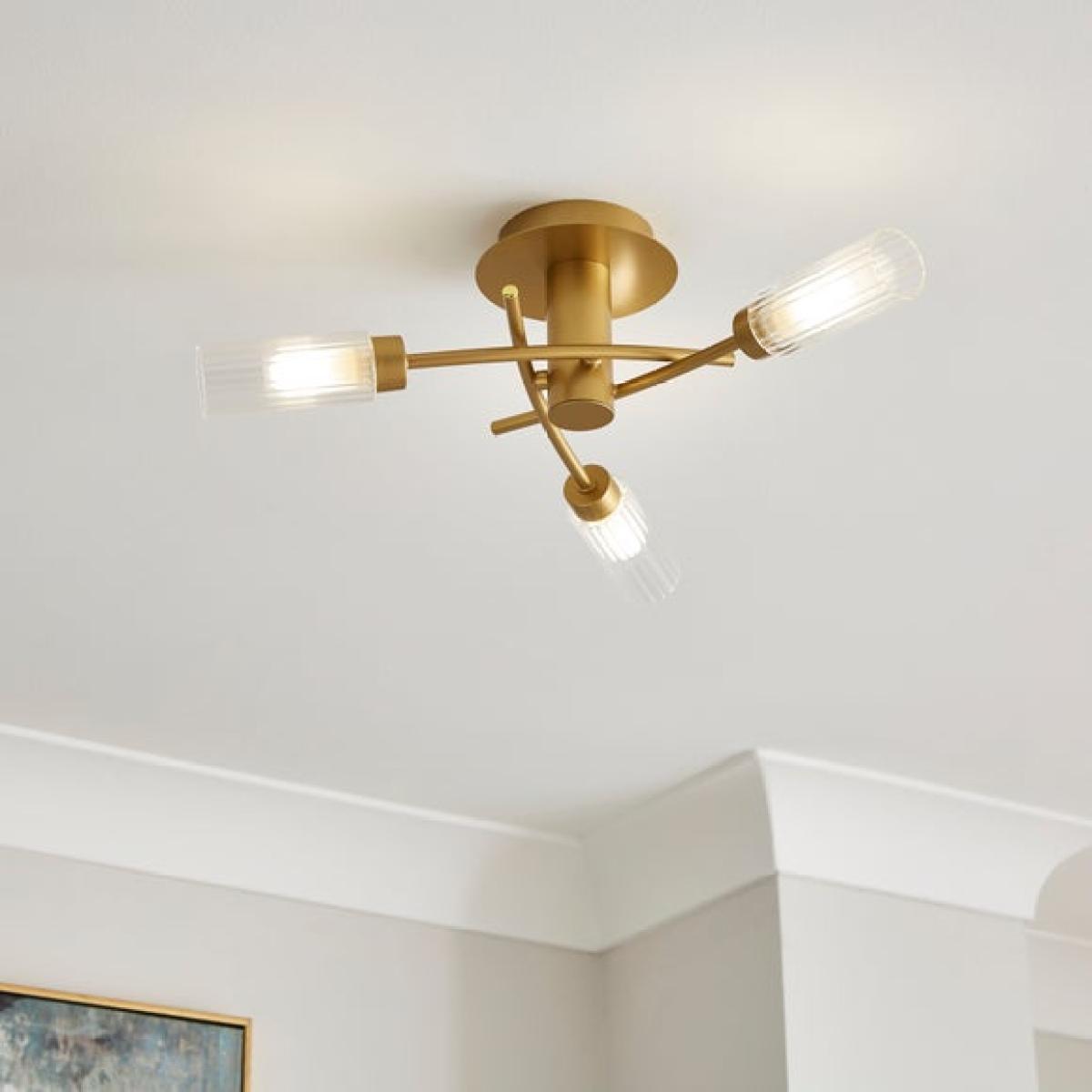 Roz Ribbed 3 Light Semi Flush Ceiling Light – image 1