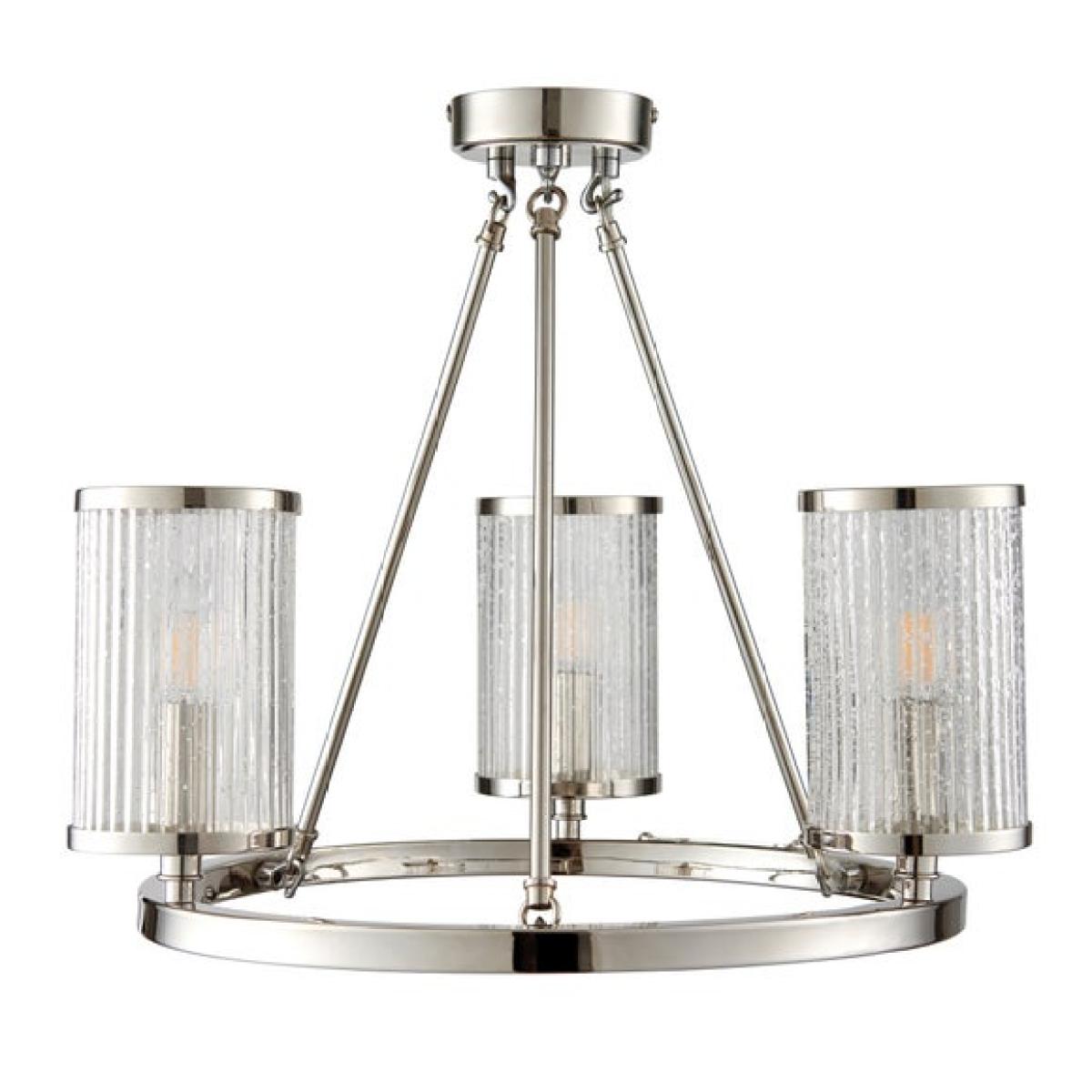 Return - Vogue Easton Ribbed Glass Semi Flush Ceiling Light – image 2