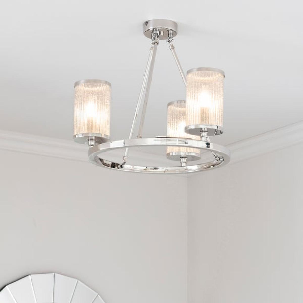 Return - Vogue Easton Ribbed Glass Semi Flush Ceiling Light – image 5