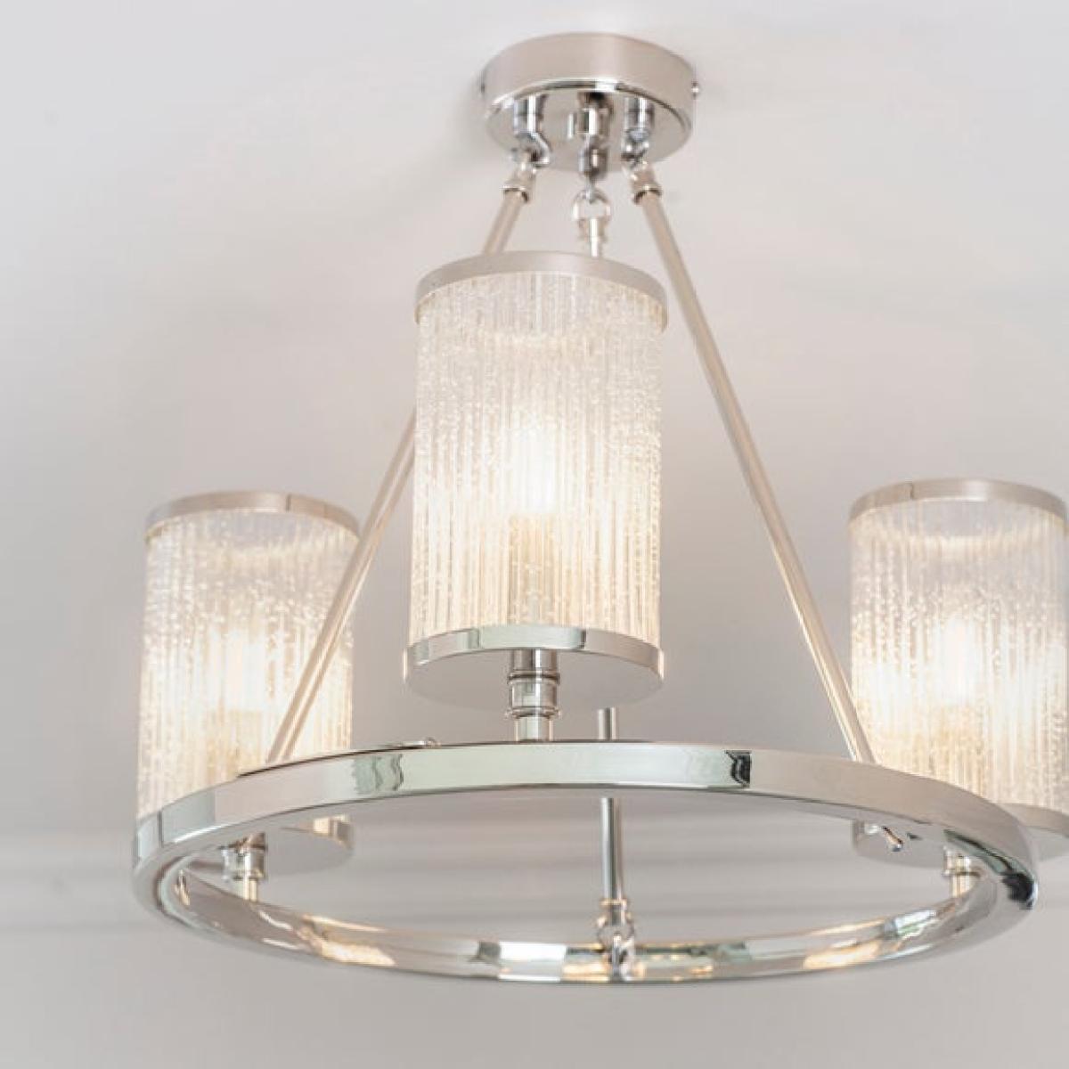 Return - Vogue Easton Ribbed Glass Semi Flush Ceiling Light – image 6