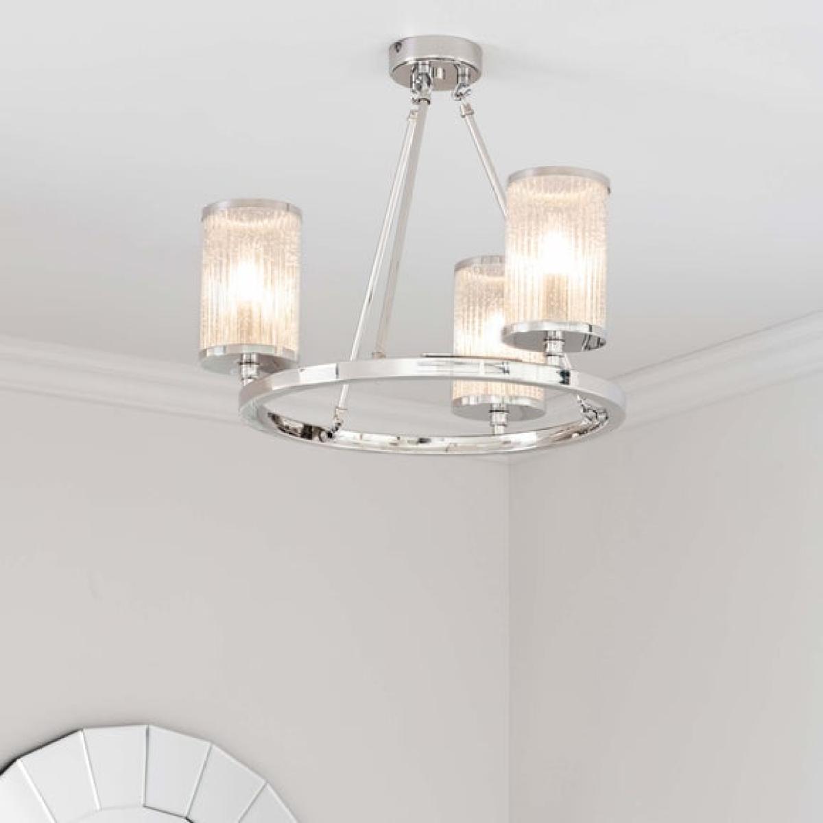 Return - Vogue Easton Ribbed Glass Semi Flush Ceiling Light – image 1