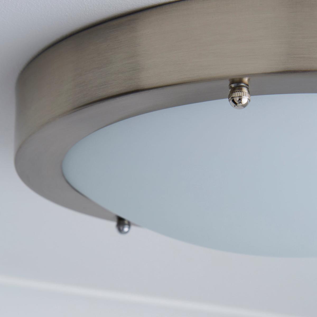 Pluto 1 Light Frosted Glass Flush Ceiling Fitting Silver – image 3