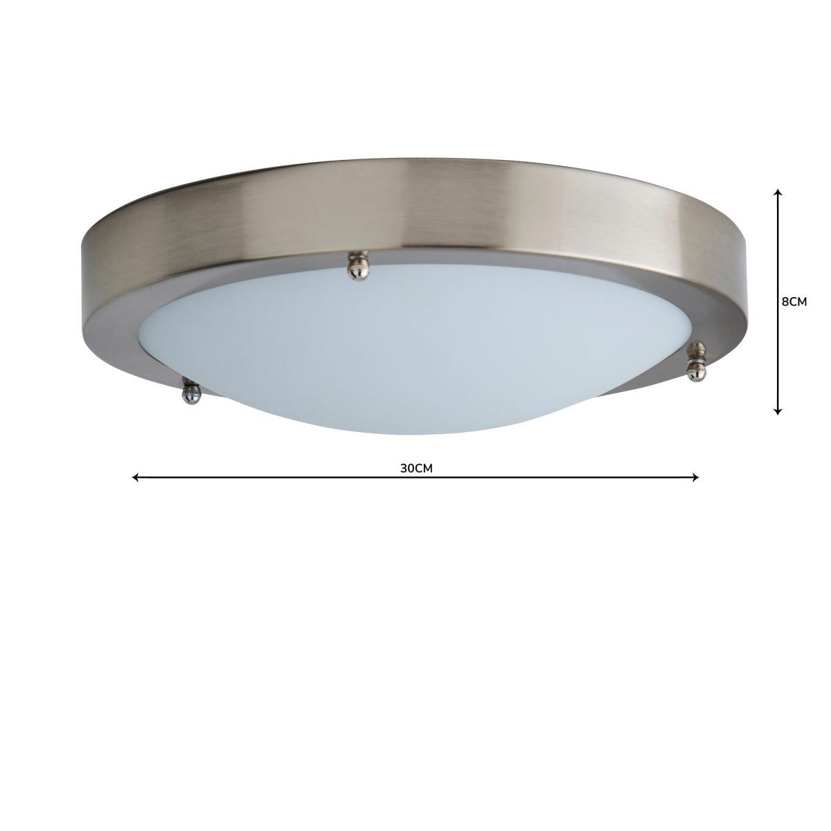 Pluto 1 Light Frosted Glass Flush Ceiling Fitting Silver – image 5