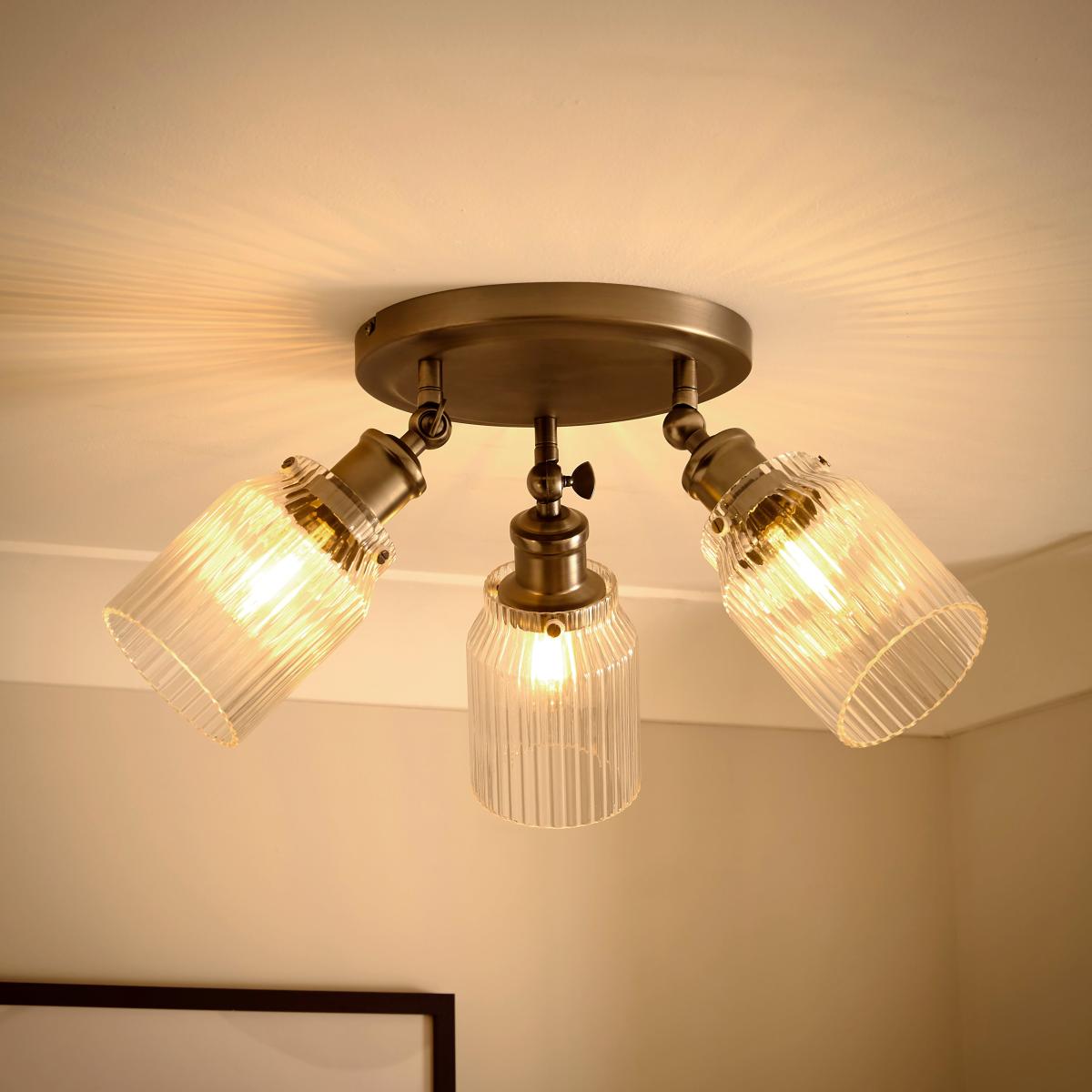 Tobias Industrial Ribbed 3 Light Adjustable Spotlight Pewter – image 2