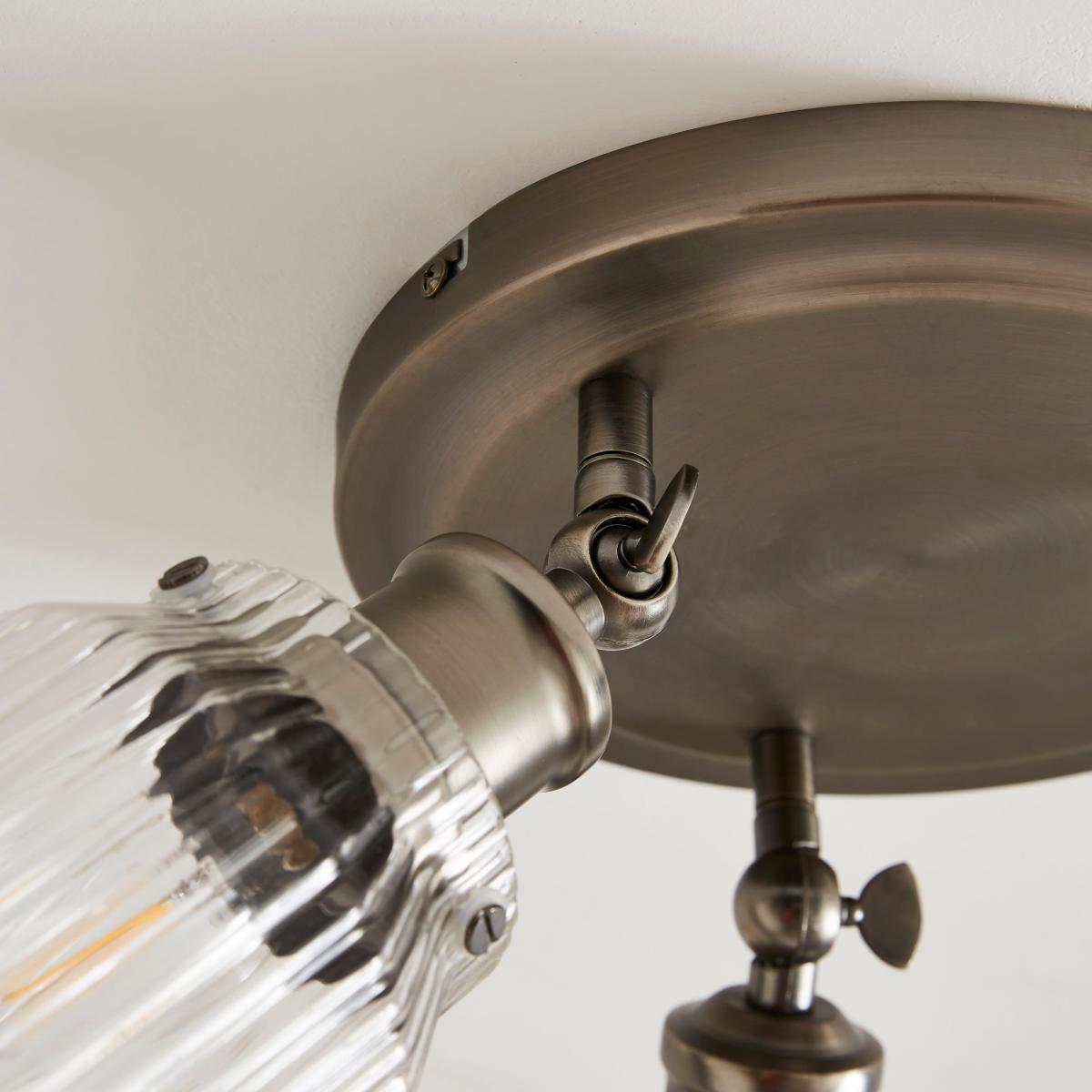 Tobias Industrial Ribbed 3 Light Adjustable Spotlight Pewter – image 3