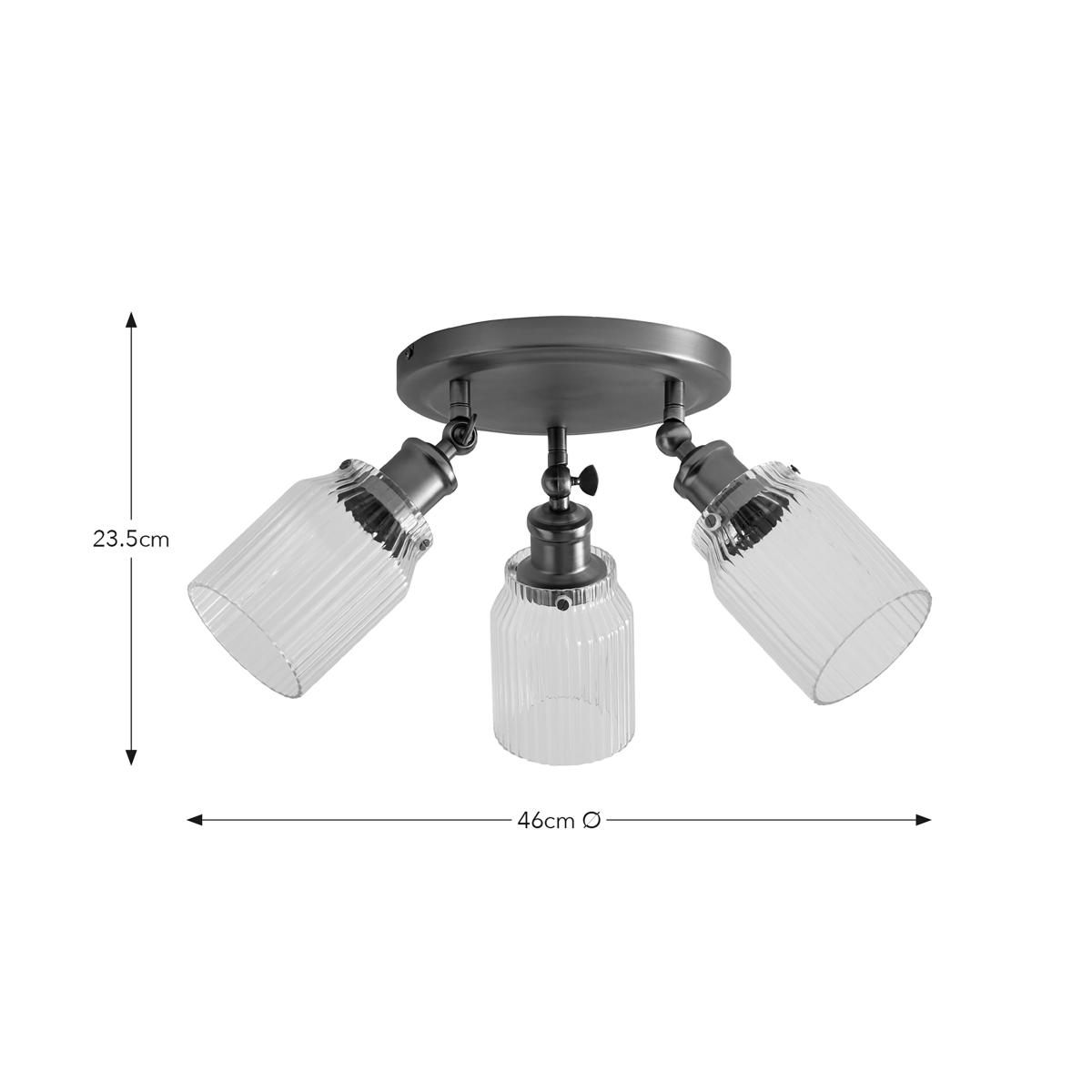 Tobias Industrial Ribbed 3 Light Adjustable Spotlight Pewter – image 6