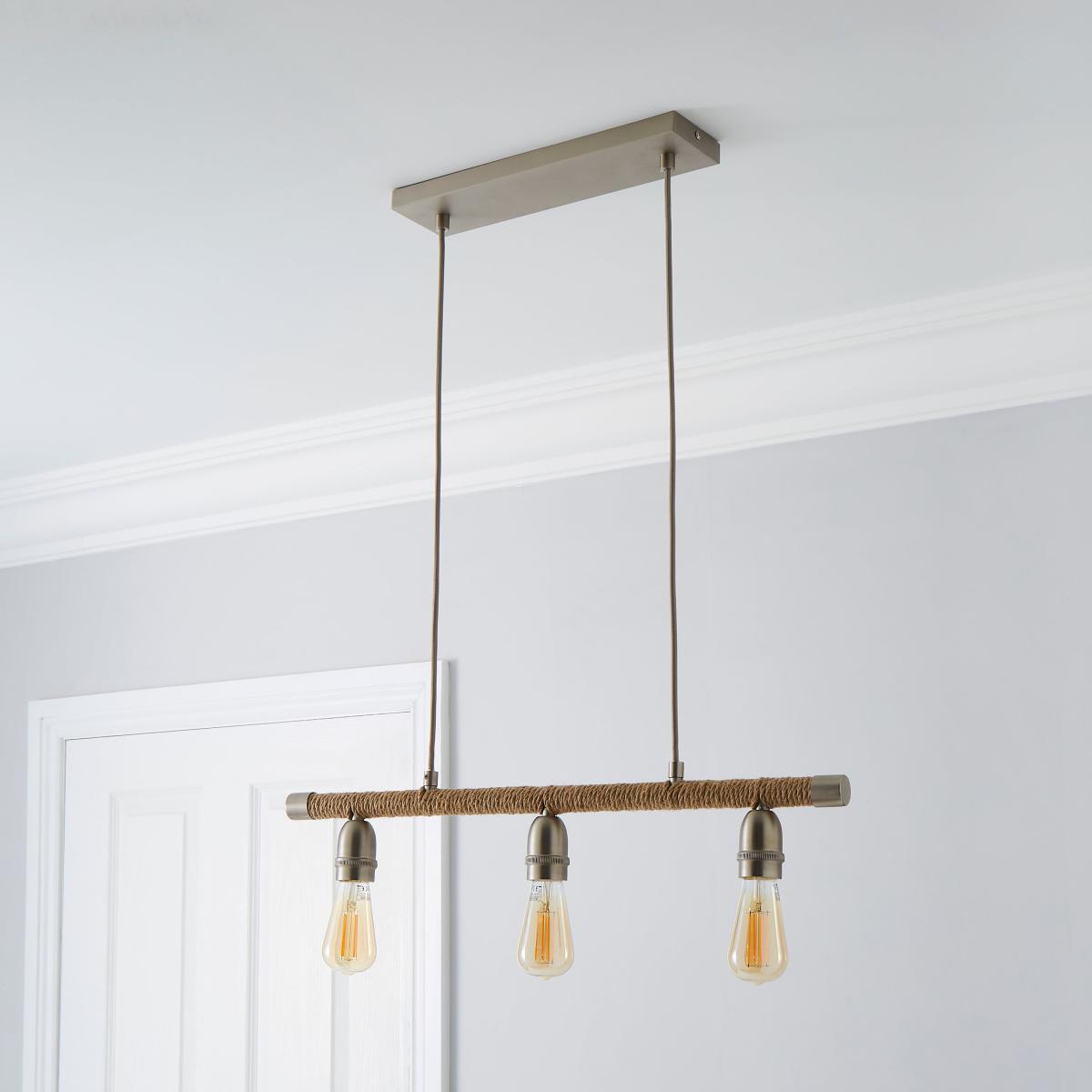 Shelley Rope 3 Light Diner Ceiling Fitting Silver – image 2
